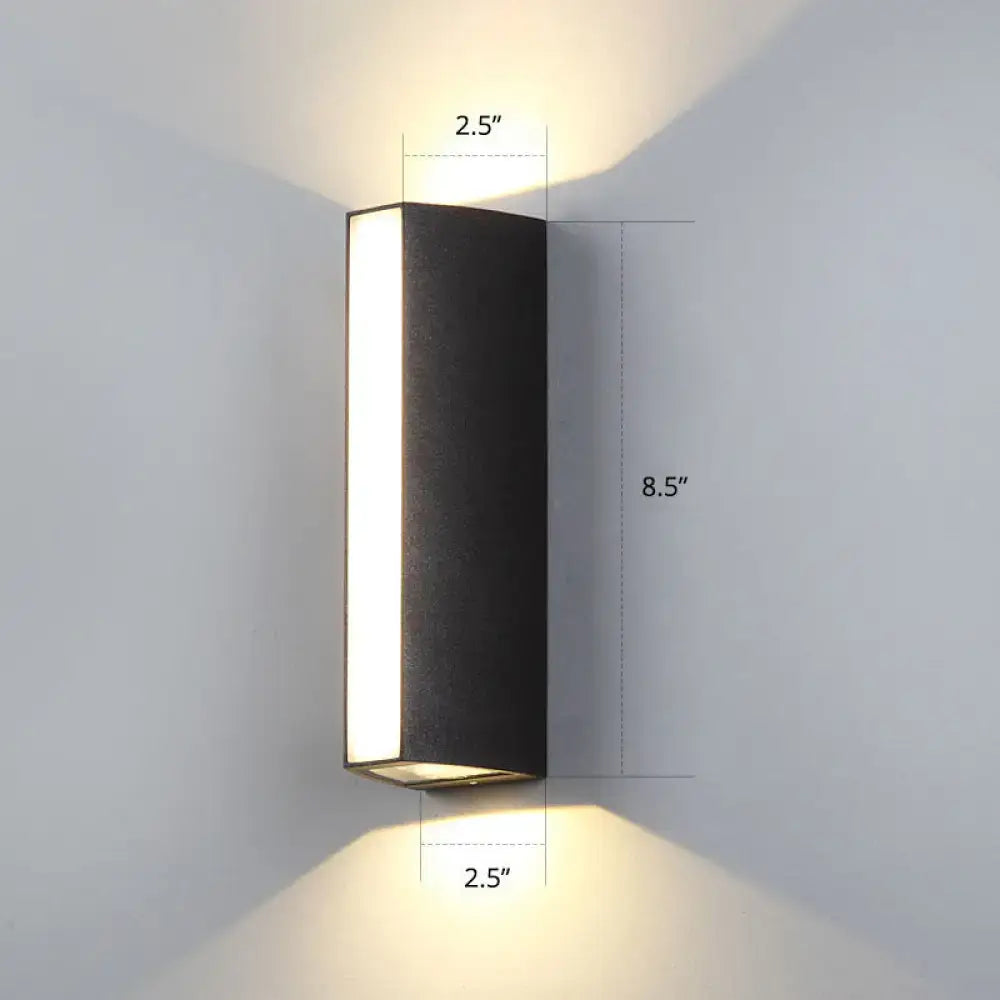 Matte black rectangle outdoor wall light dual directional led sconce
