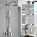 Matte black square rain shower faucet with handheld spray bathroom