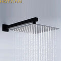 Matte black square rain shower head with 40cm arm bathroom fixture
