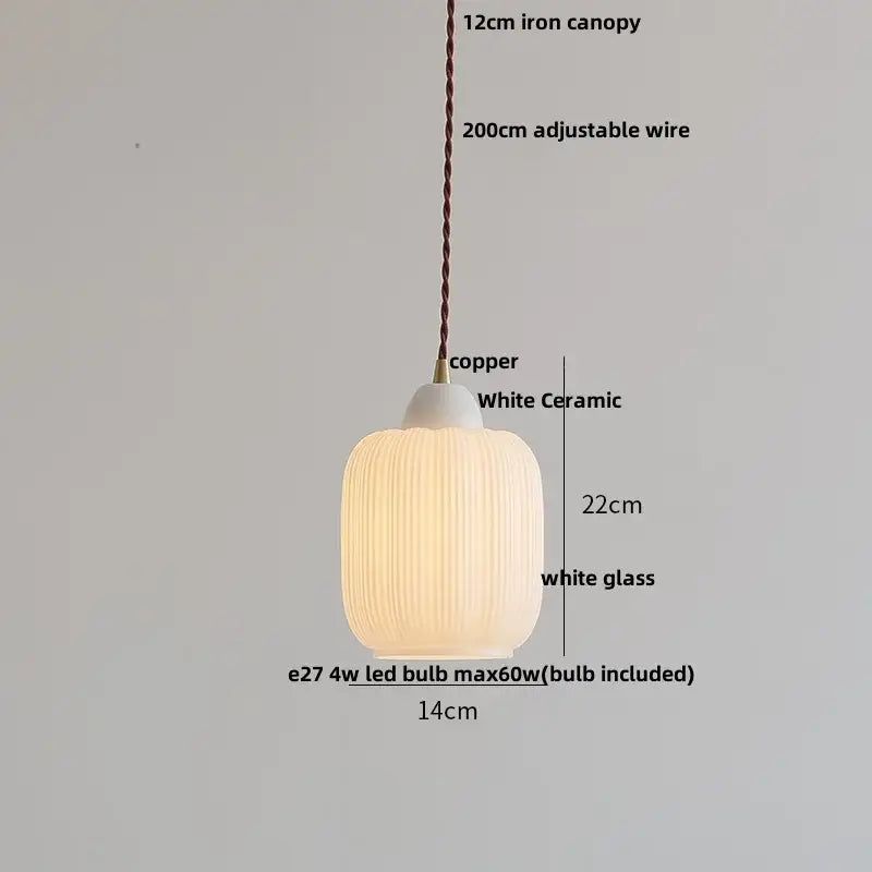 Matte brown and copper ceramic walnut pendant light kitchen lamp