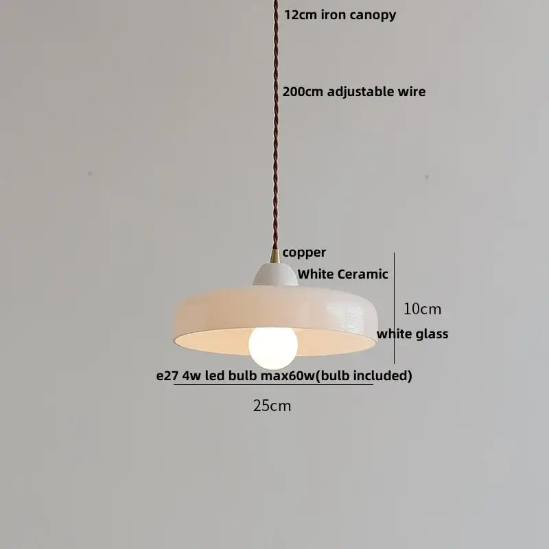 Matte brown and copper ceramic walnut pendant light kitchen lamp