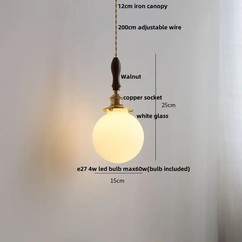Matte brown and copper ceramic walnut pendant light kitchen lamp