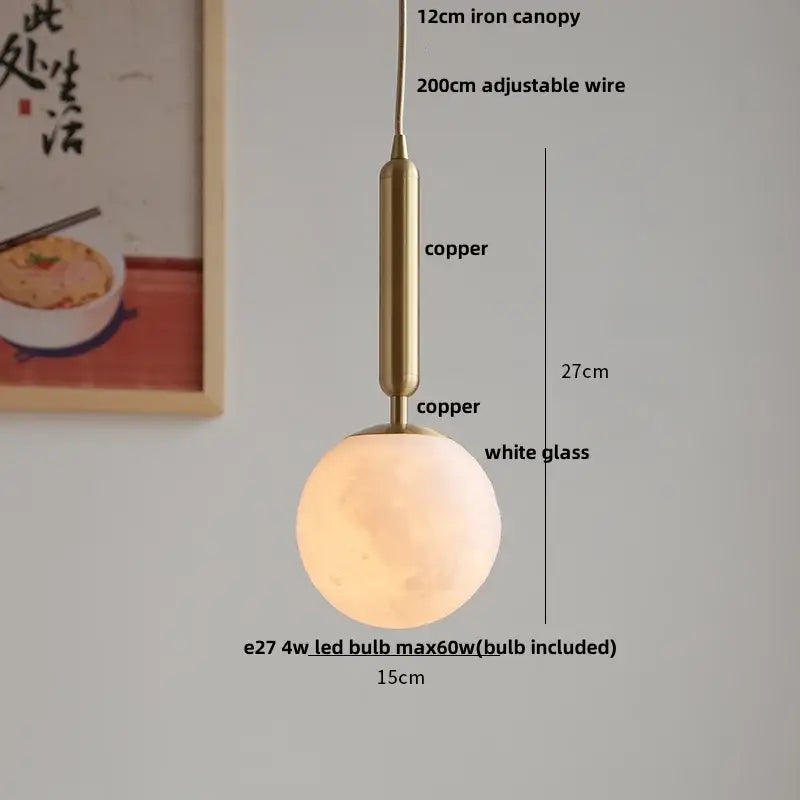 Matte brown and copper ceramic walnut pendant light kitchen lamp