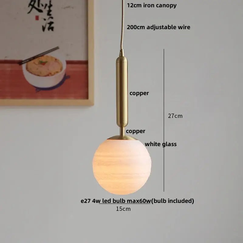 Matte brown and copper ceramic walnut pendant light kitchen lamp