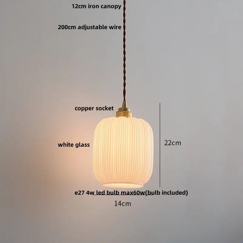 Matte brown and copper ceramic walnut pendant light kitchen lamp