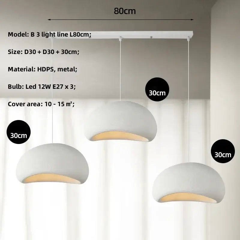 Matte gray led wabi sabi chandelier dining room pendant light