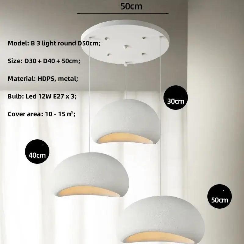 Matte gray led wabi sabi chandelier dining room pendant light
