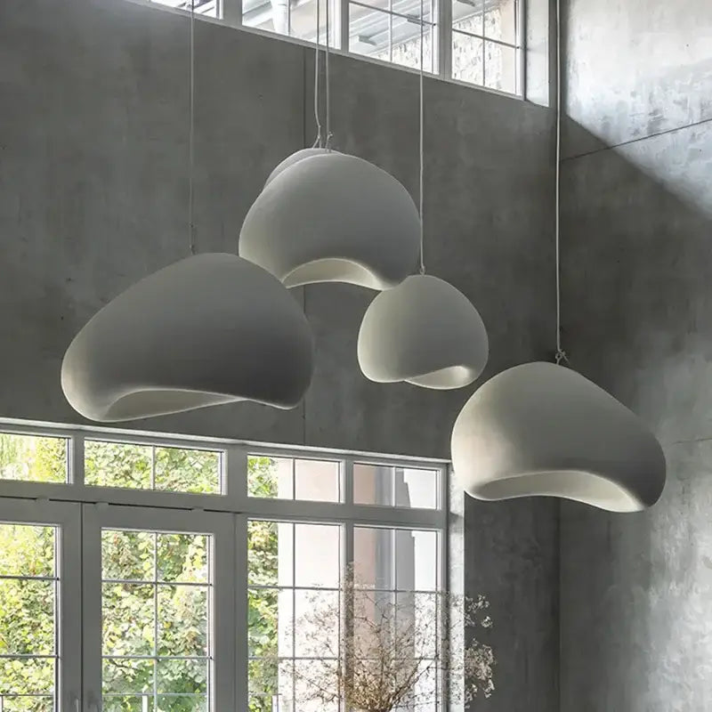Matte gray led wabi sabi chandelier dining room pendant light