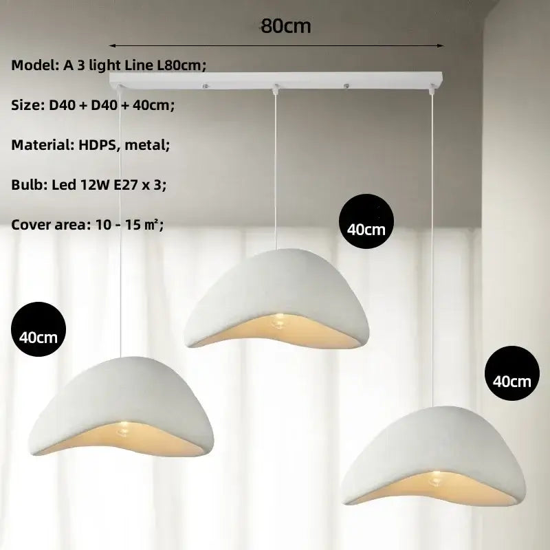 Matte gray led wabi sabi chandelier dining room pendant light