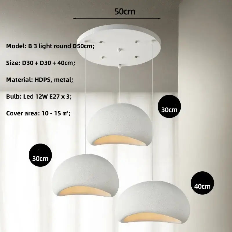 Matte gray led wabi sabi chandelier dining room pendant light