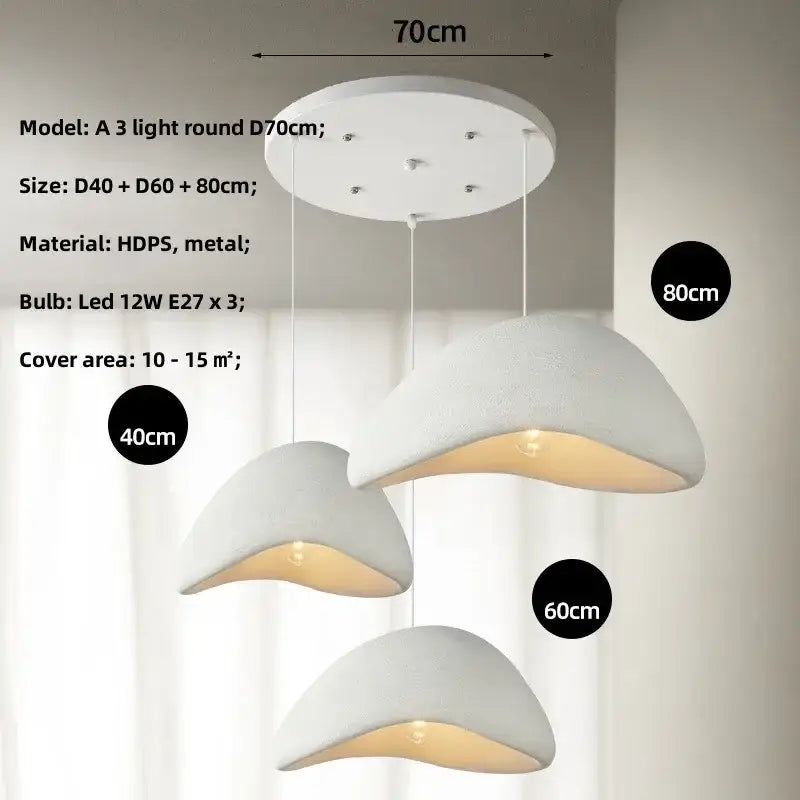 Matte gray led wabi sabi chandelier dining room pendant light