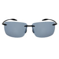 MAUI - Rimless TR90 Thin Sports Wrap Sunglasses Black Silver Mirror Polarized