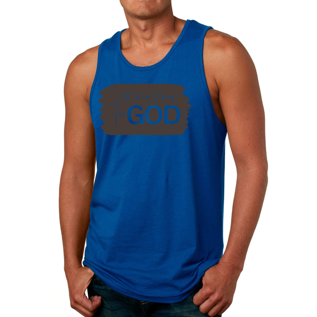 Mens Fitness Tank Top Graphic T-shirt All Glory Belongs to God - Brown
