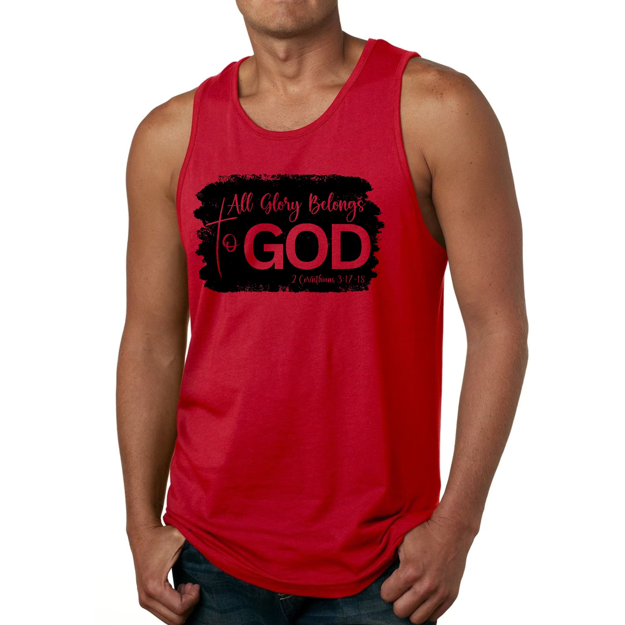 Mens Fitness Tank Top Graphic T-shirt All Glory Belongs to God Print