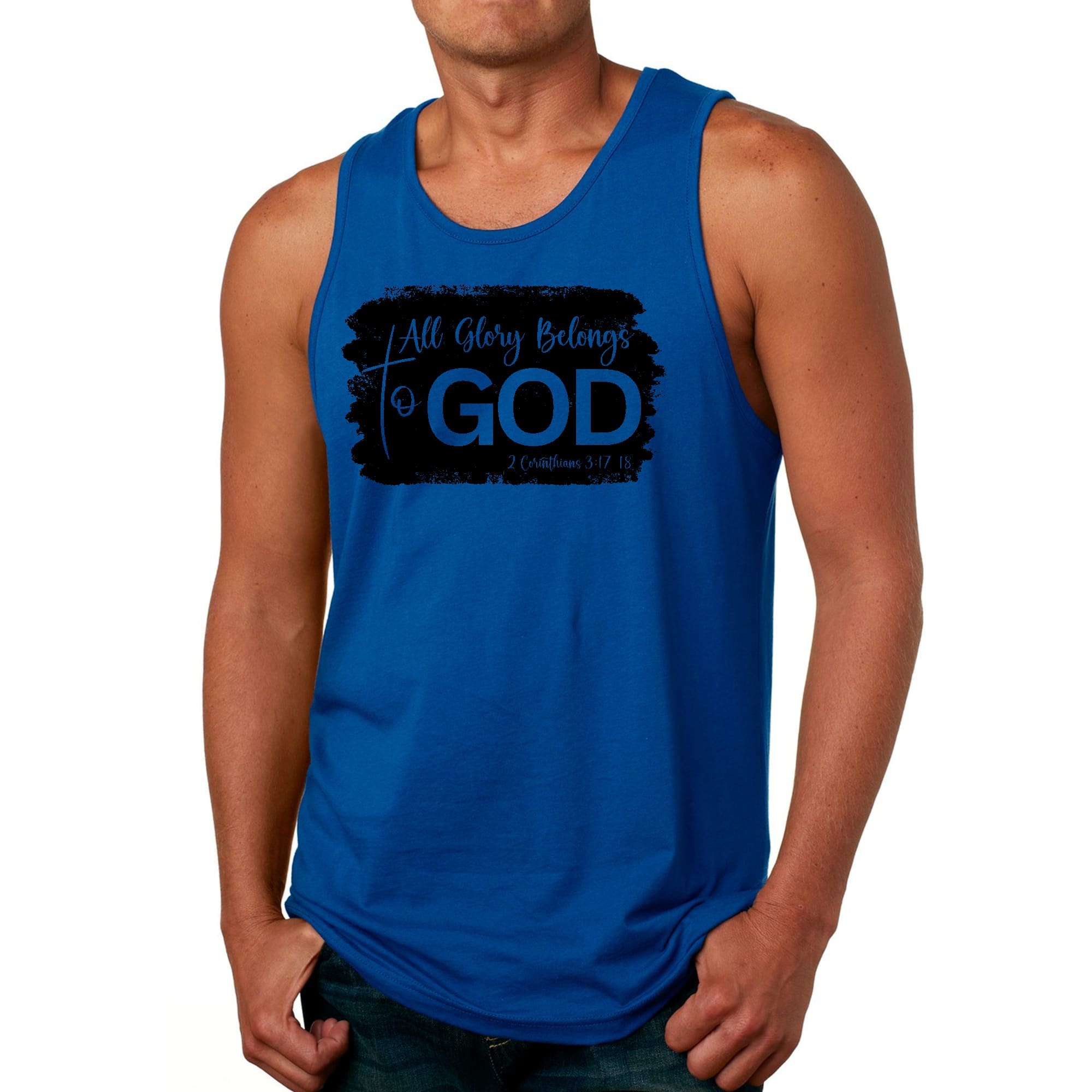 Mens Fitness Tank Top Graphic T-shirt All Glory Belongs to God Print