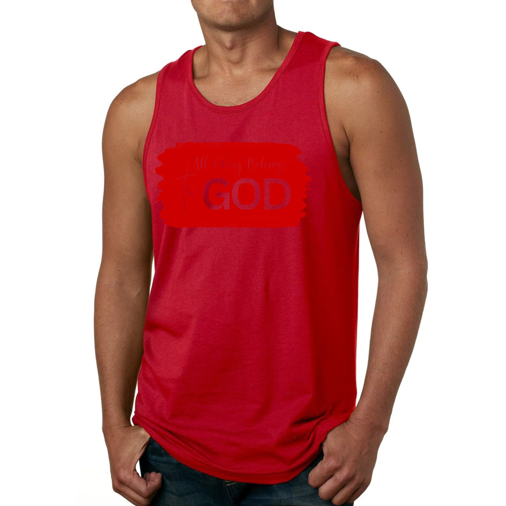Mens Fitness Tank Top Graphic T-shirt All Glory Belongs to God - Red