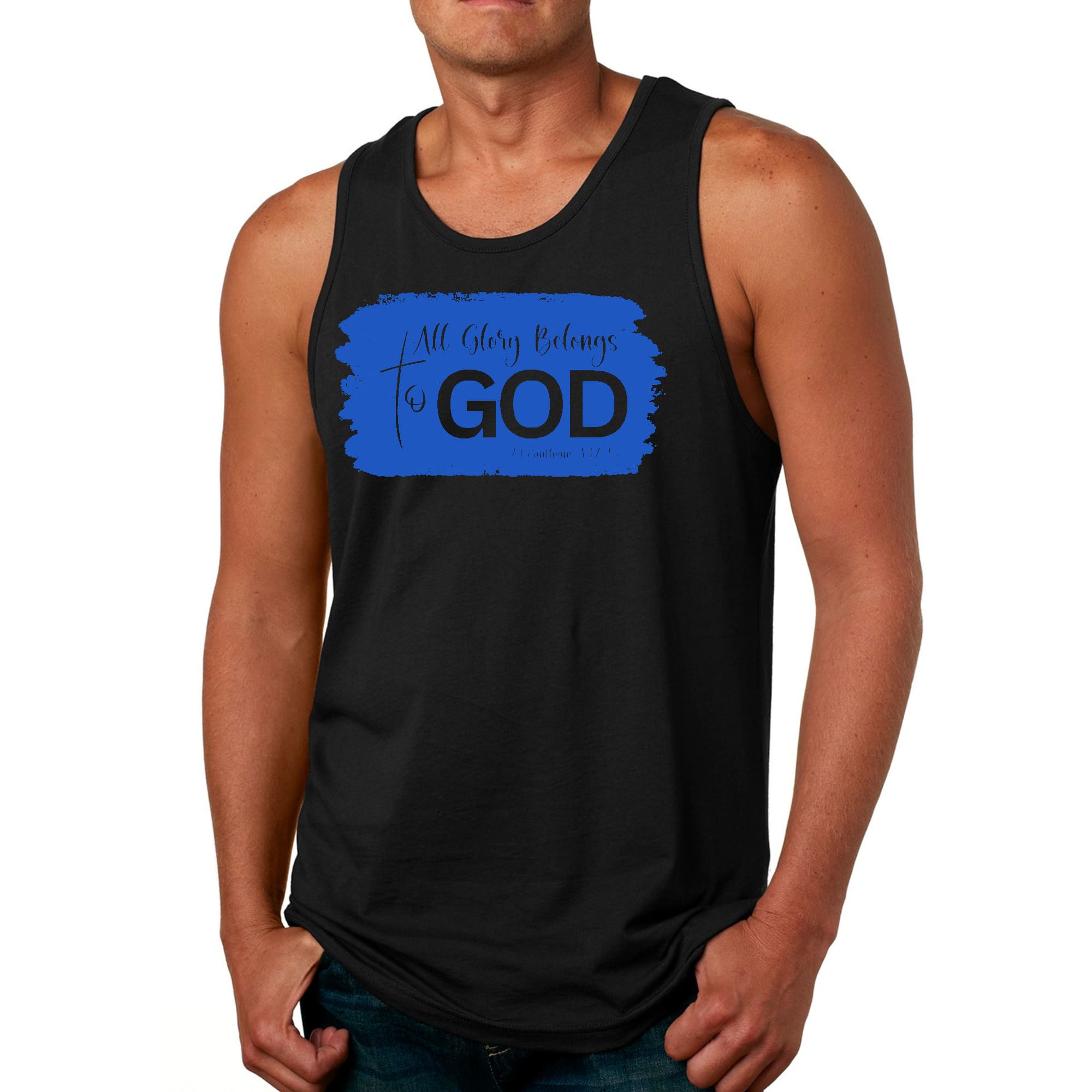 Mens Fitness Tank Top Graphic T-shirt All Glory Belongs to God