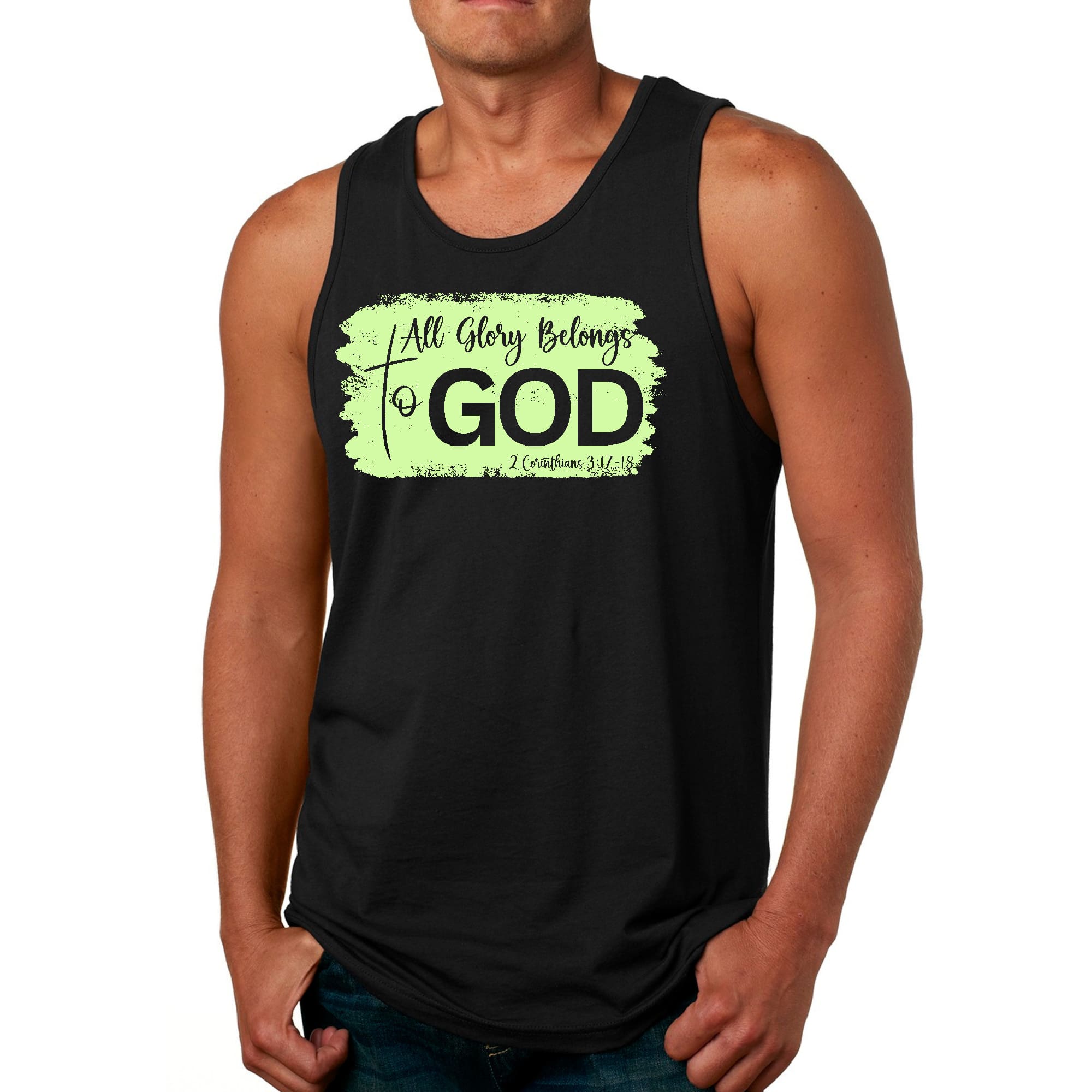 Mens Fitness Tank Top Graphic T-shirt All Glory Belongs to God