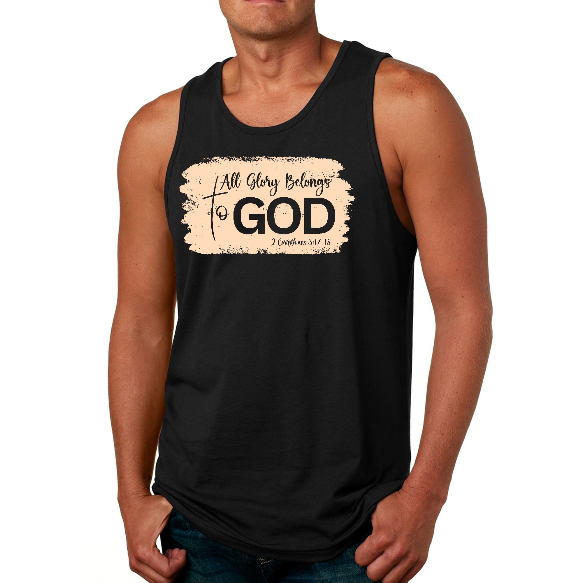 Mens Fitness Tank Top Graphic T-shirt All Glory Belongs to God