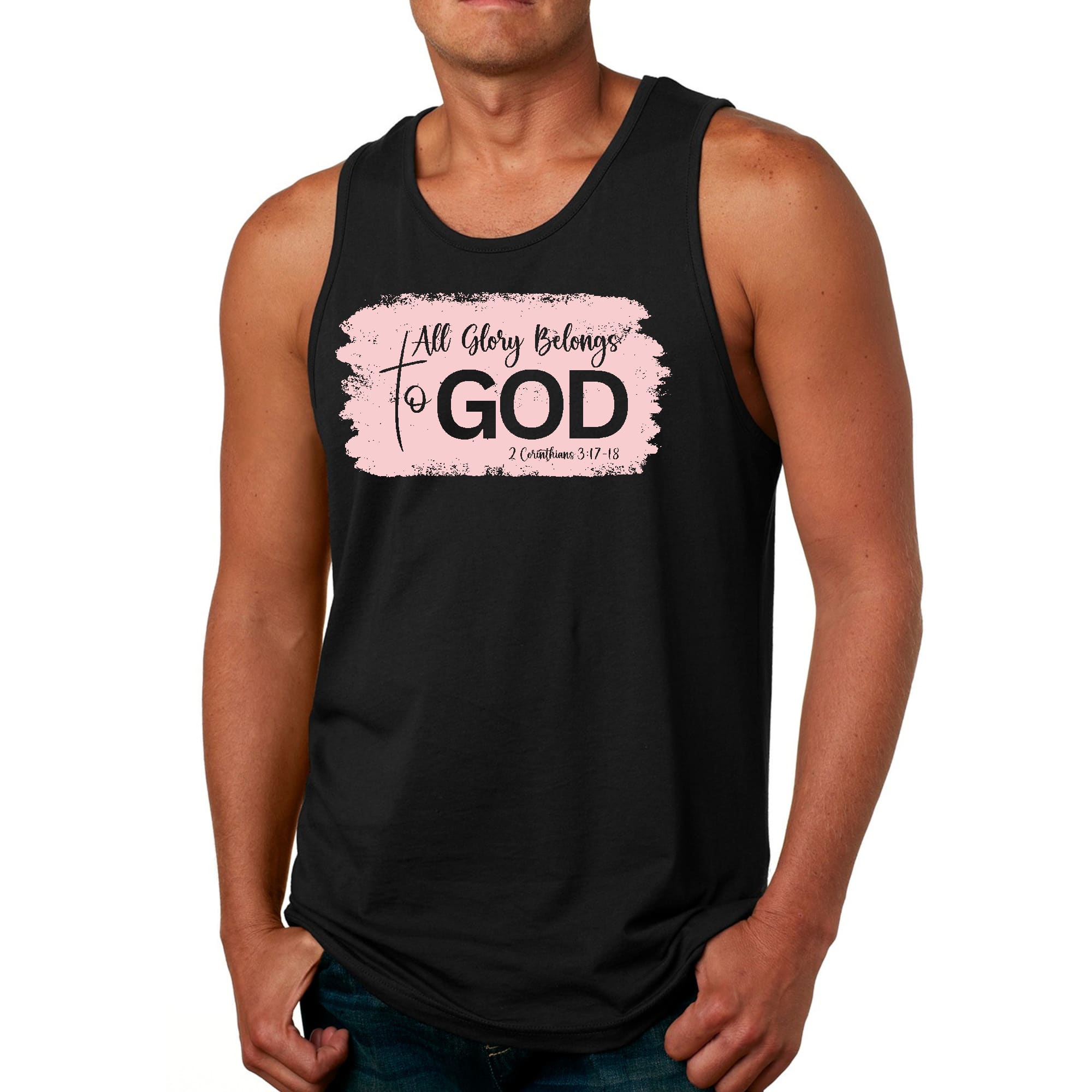 Mens Fitness Tank Top Graphic T-shirt All Glory Belongs to God