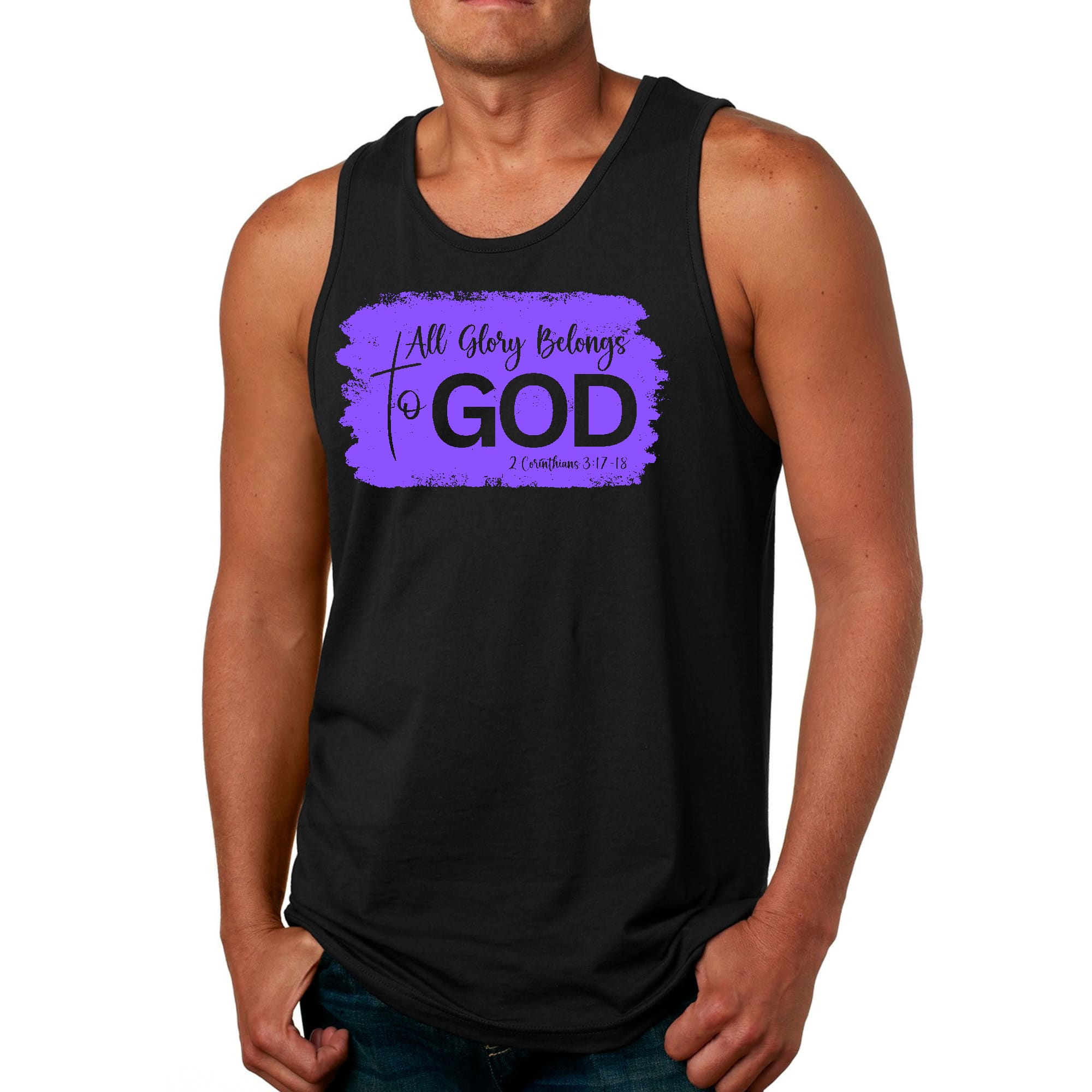 Mens Fitness Tank Top Graphic T-shirt All Glory Belongs to God