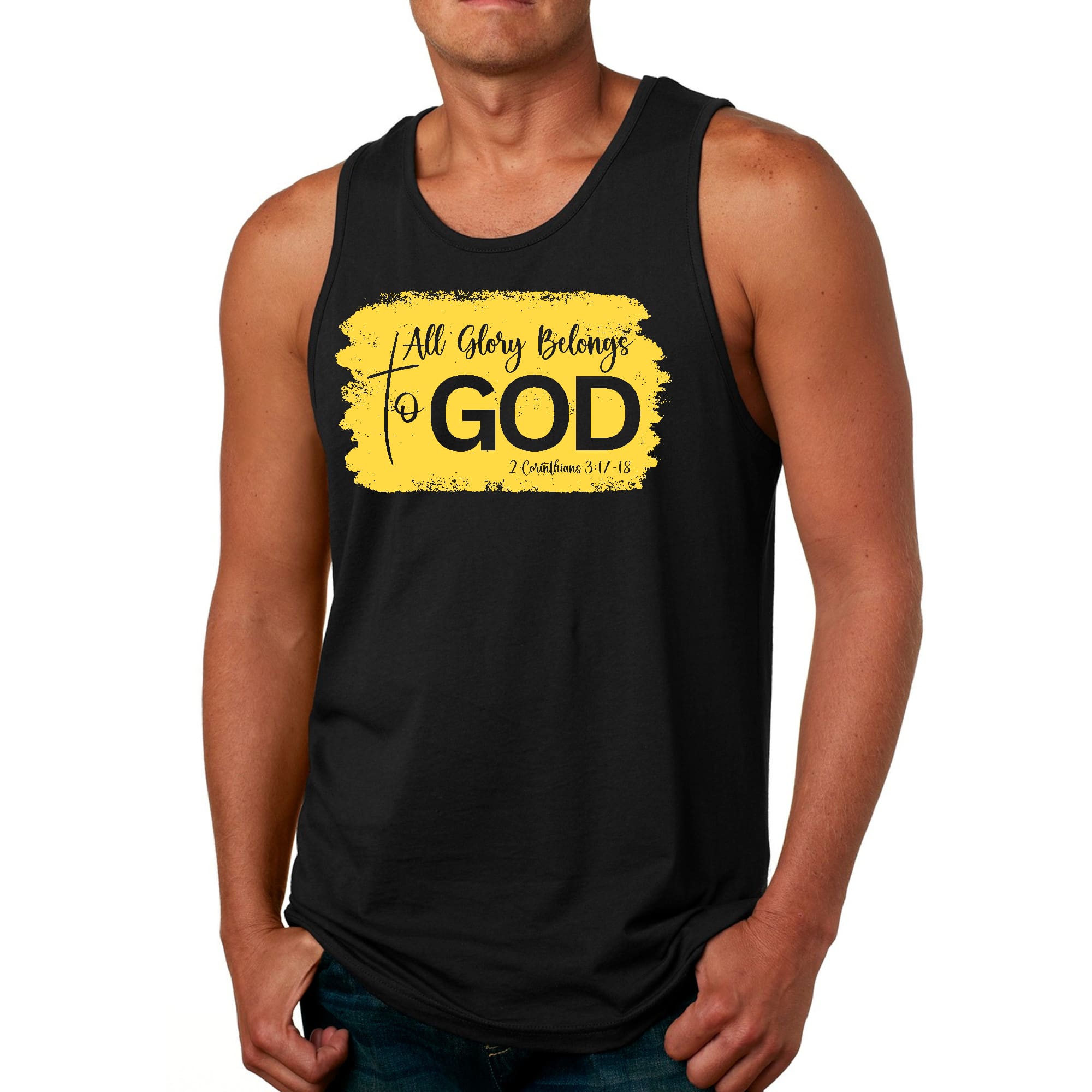 Mens Fitness Tank Top Graphic T-shirt All Glory Belongs to God