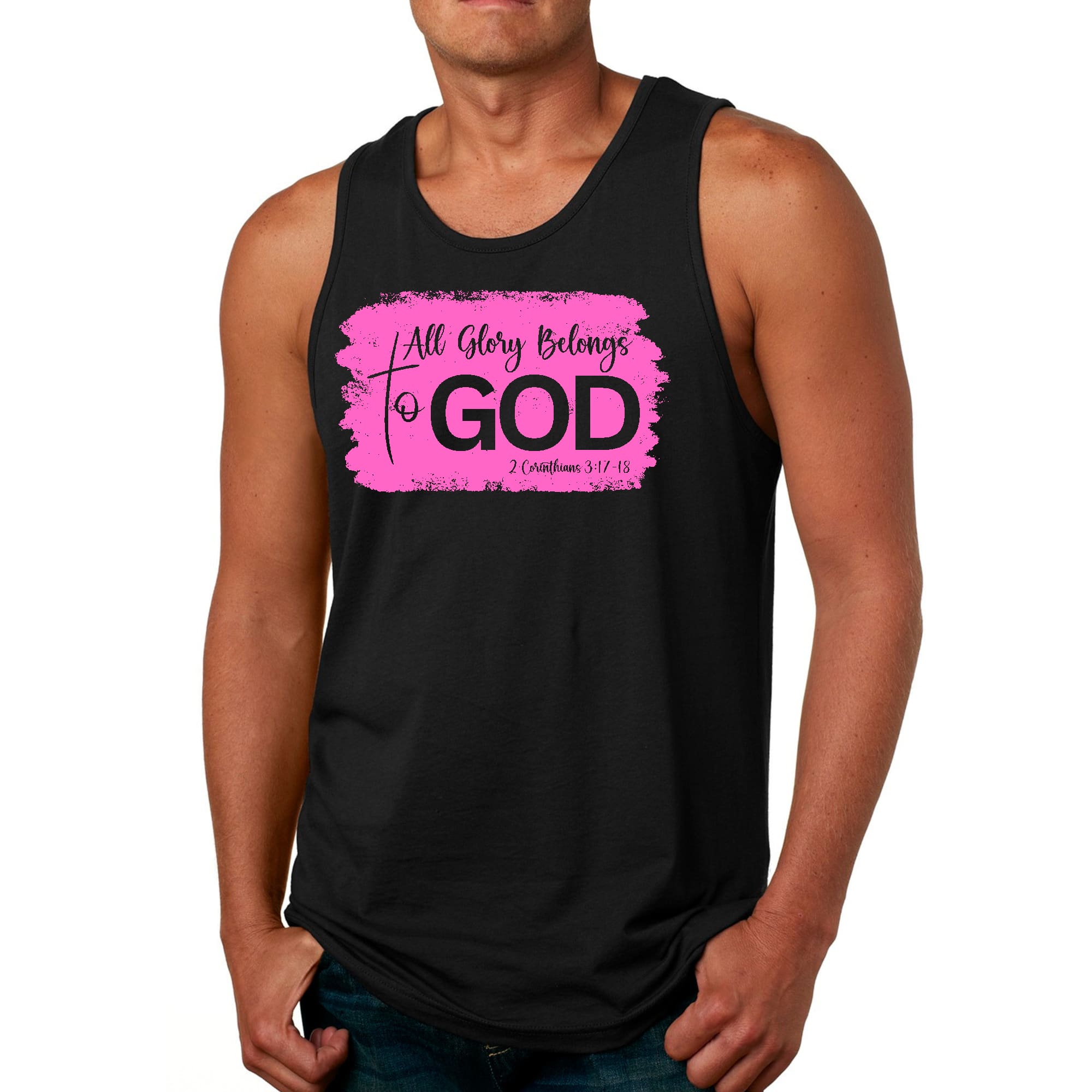 Mens Fitness Tank Top Graphic T-shirt All Glory Belongs to God