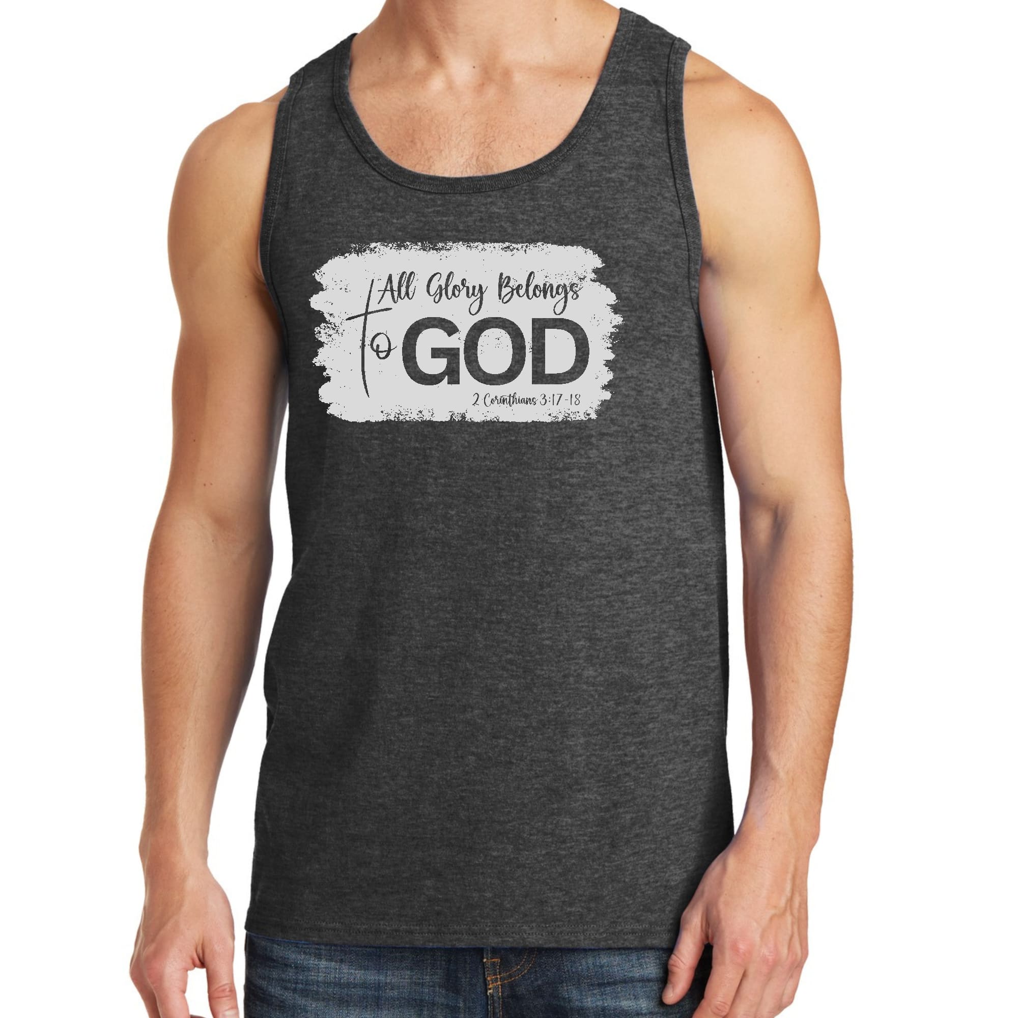 Mens Fitness Tank Top Graphic T-shirt All Glory Belongs to God