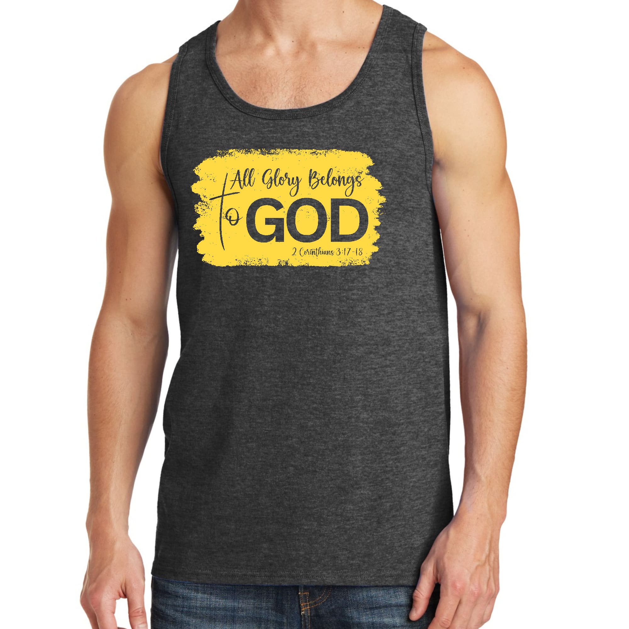 Mens Fitness Tank Top Graphic T-shirt All Glory Belongs to God