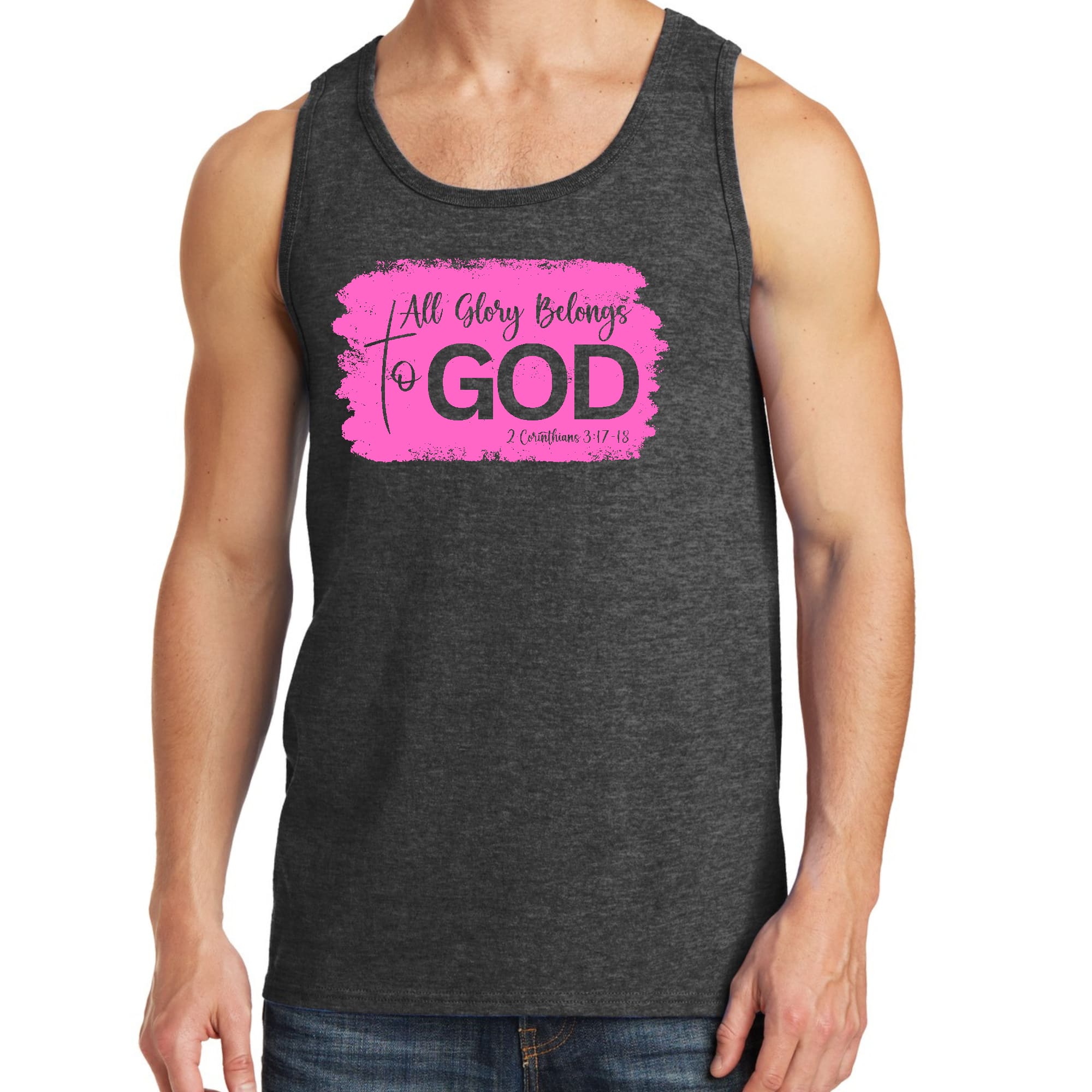 Mens Fitness Tank Top Graphic T-shirt All Glory Belongs to God