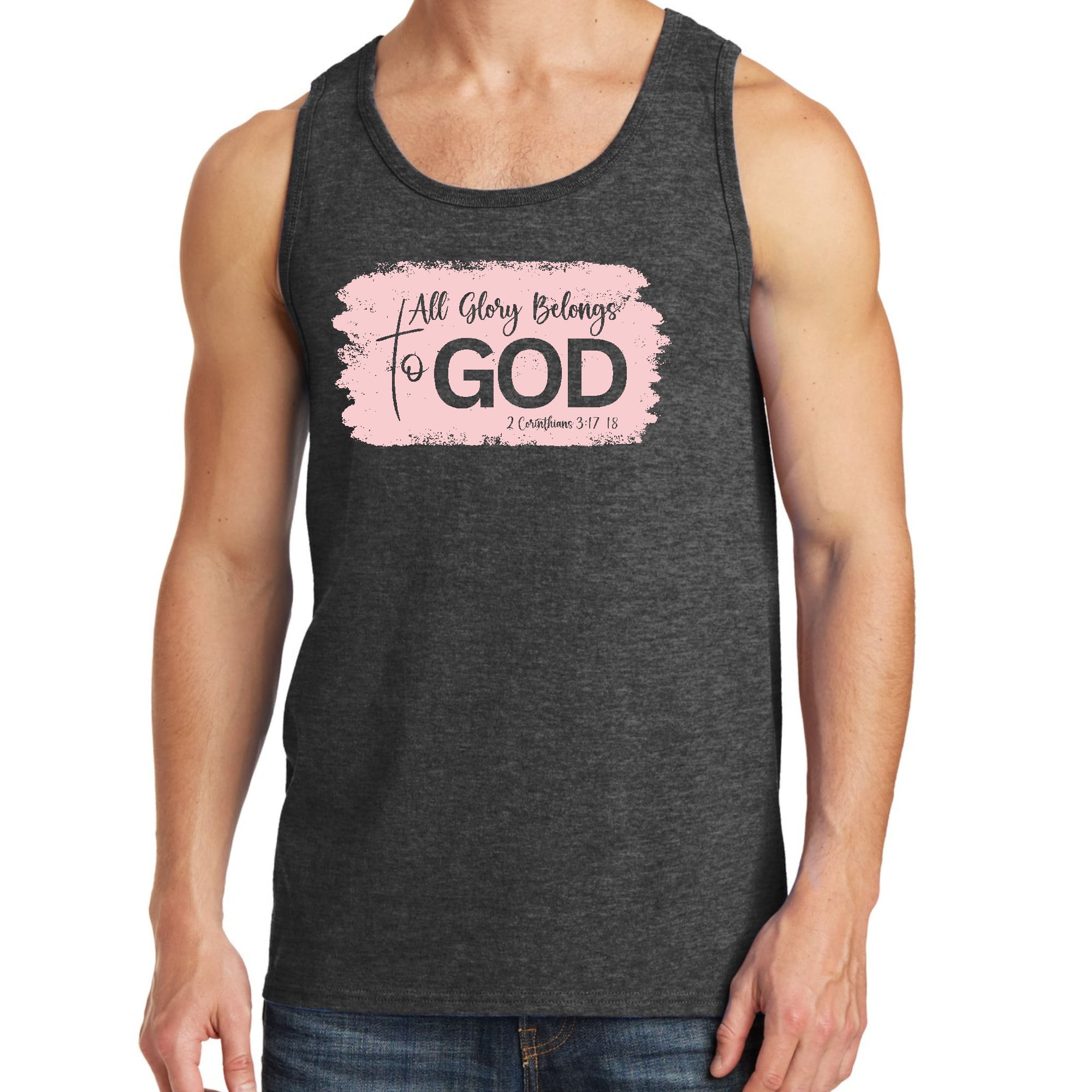 Mens Fitness Tank Top Graphic T-shirt All Glory Belongs to God