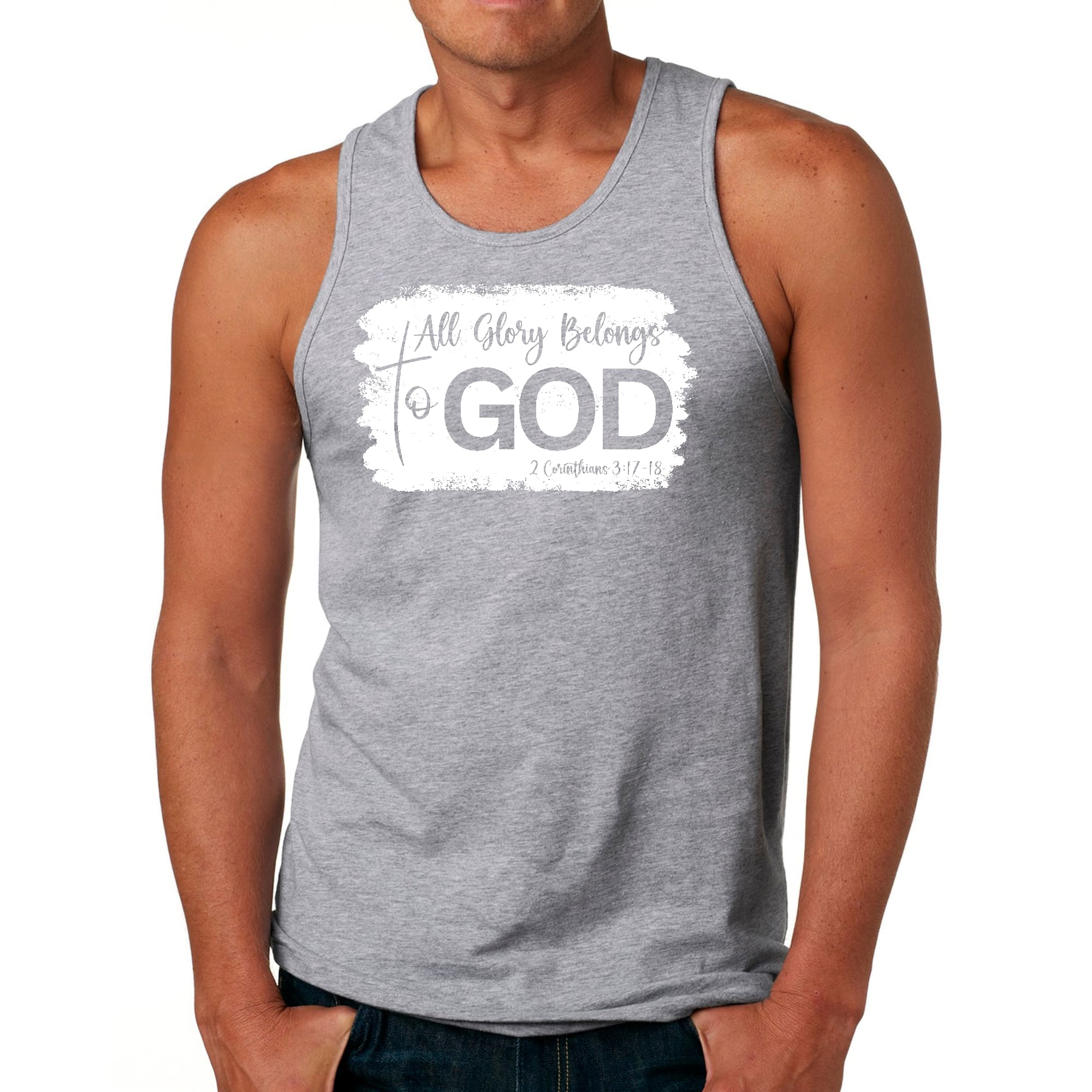 Mens Fitness Tank Top Graphic T-shirt All Glory Belongs to God
