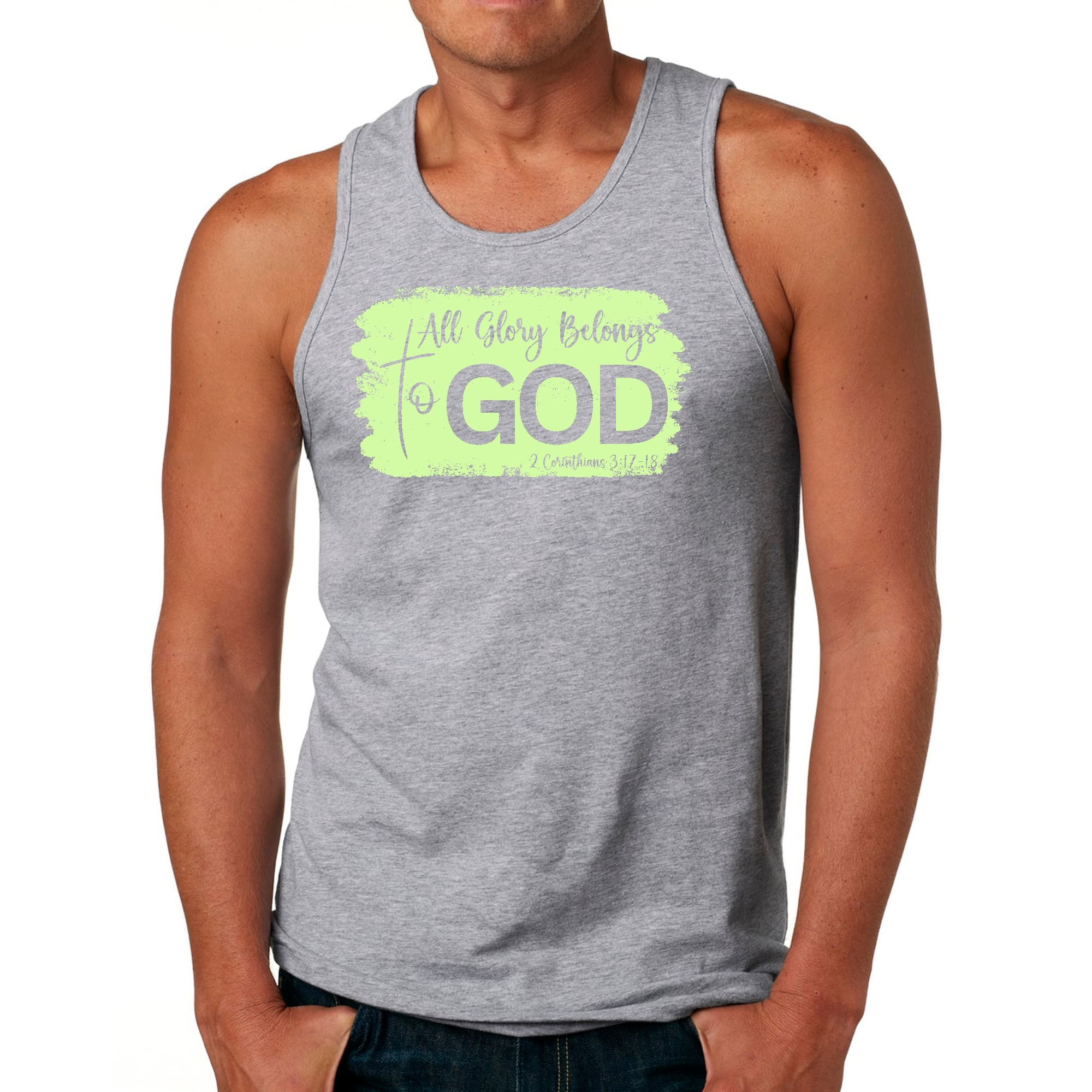 Mens Fitness Tank Top Graphic T-shirt All Glory Belongs to God