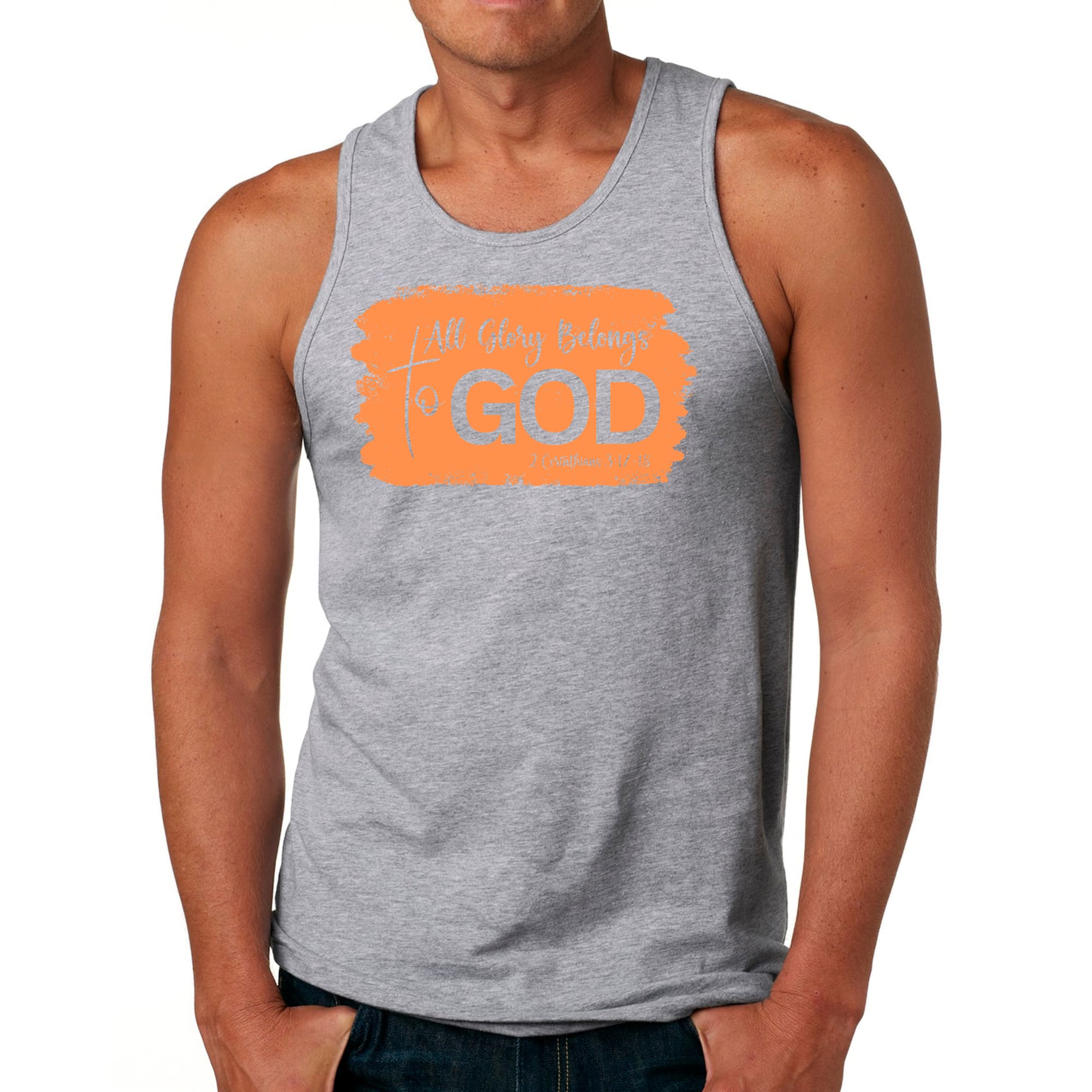 Mens Fitness Tank Top Graphic T-shirt All Glory Belongs to God