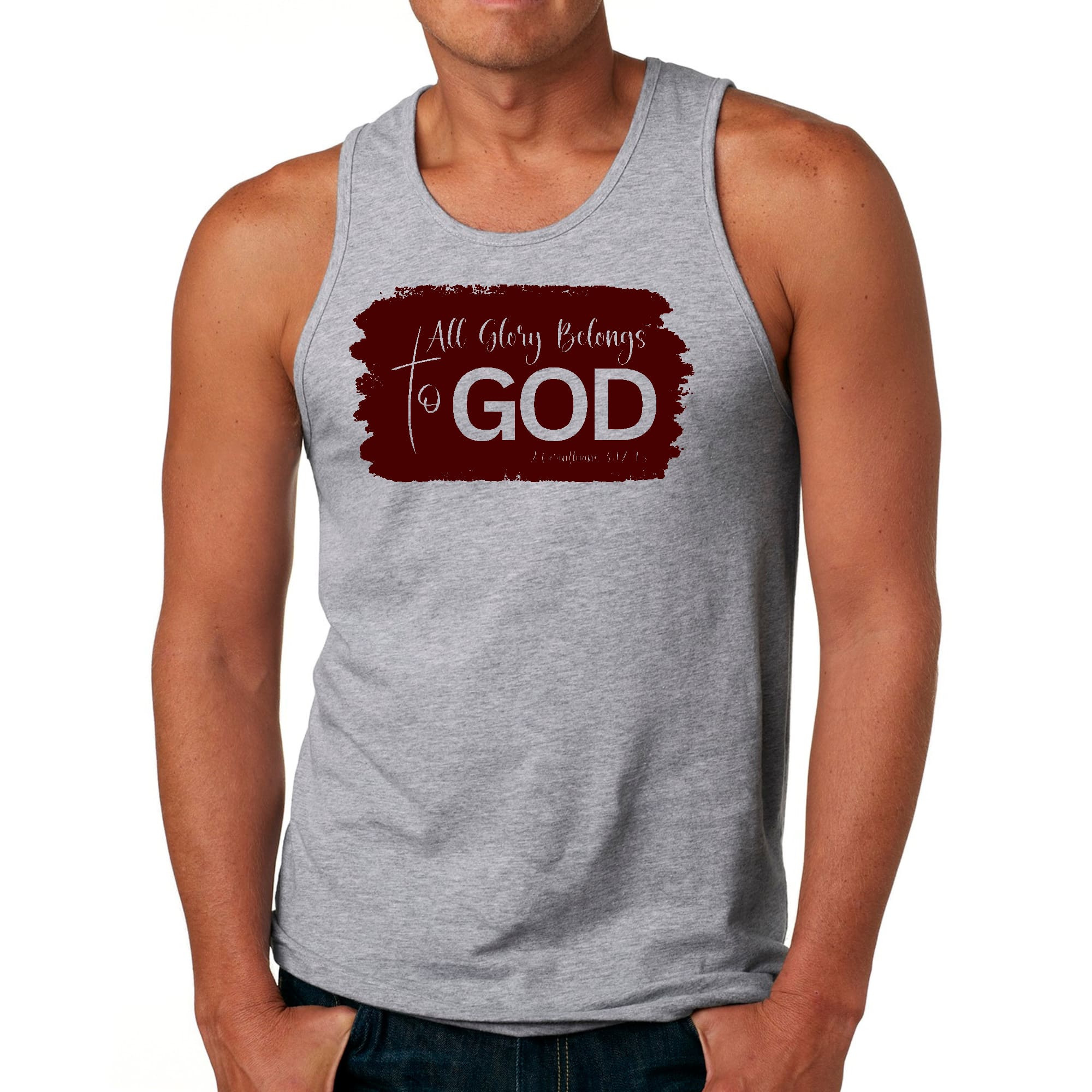Mens Fitness Tank Top Graphic T-shirt All Glory Belongs to God