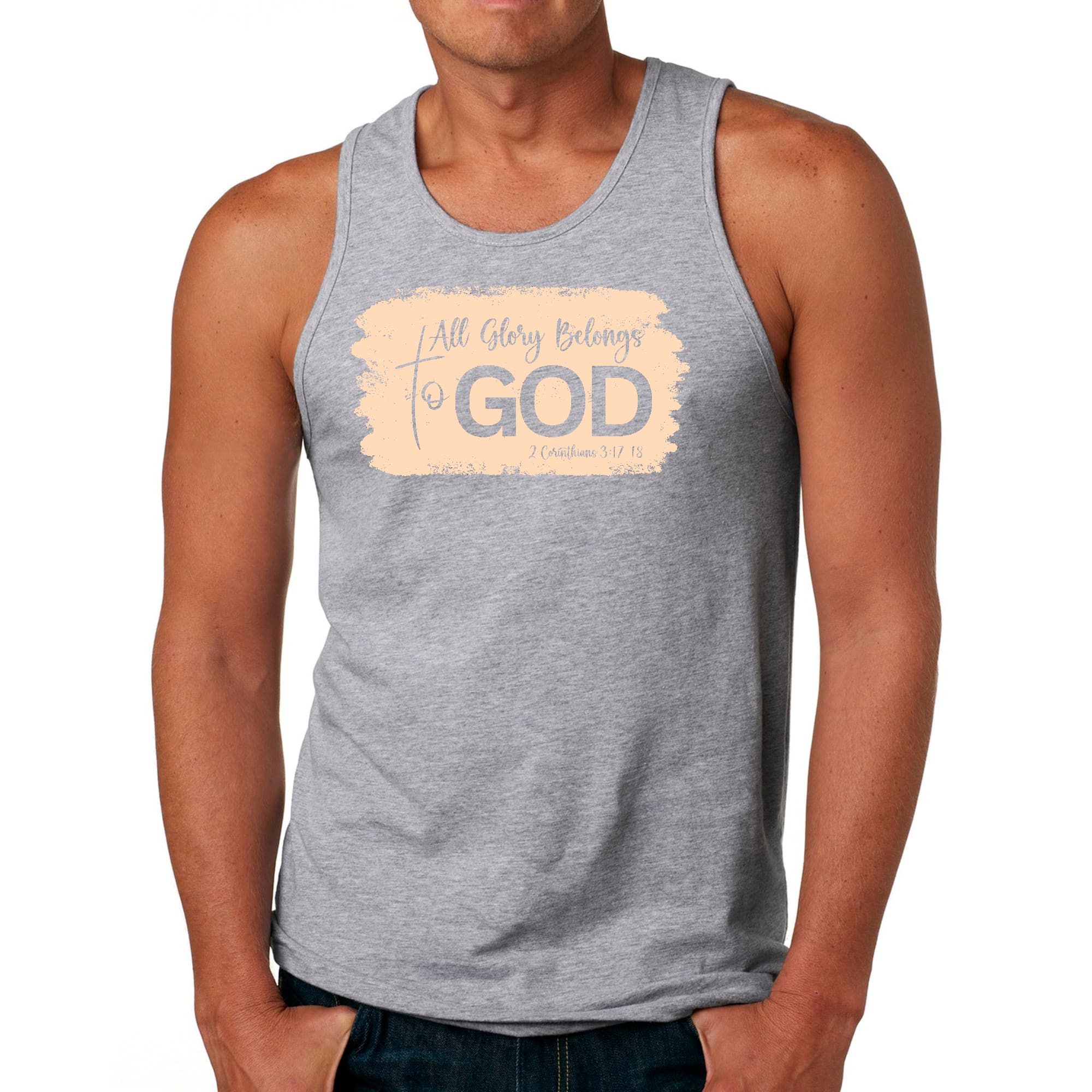 Mens Fitness Tank Top Graphic T-shirt All Glory Belongs to God