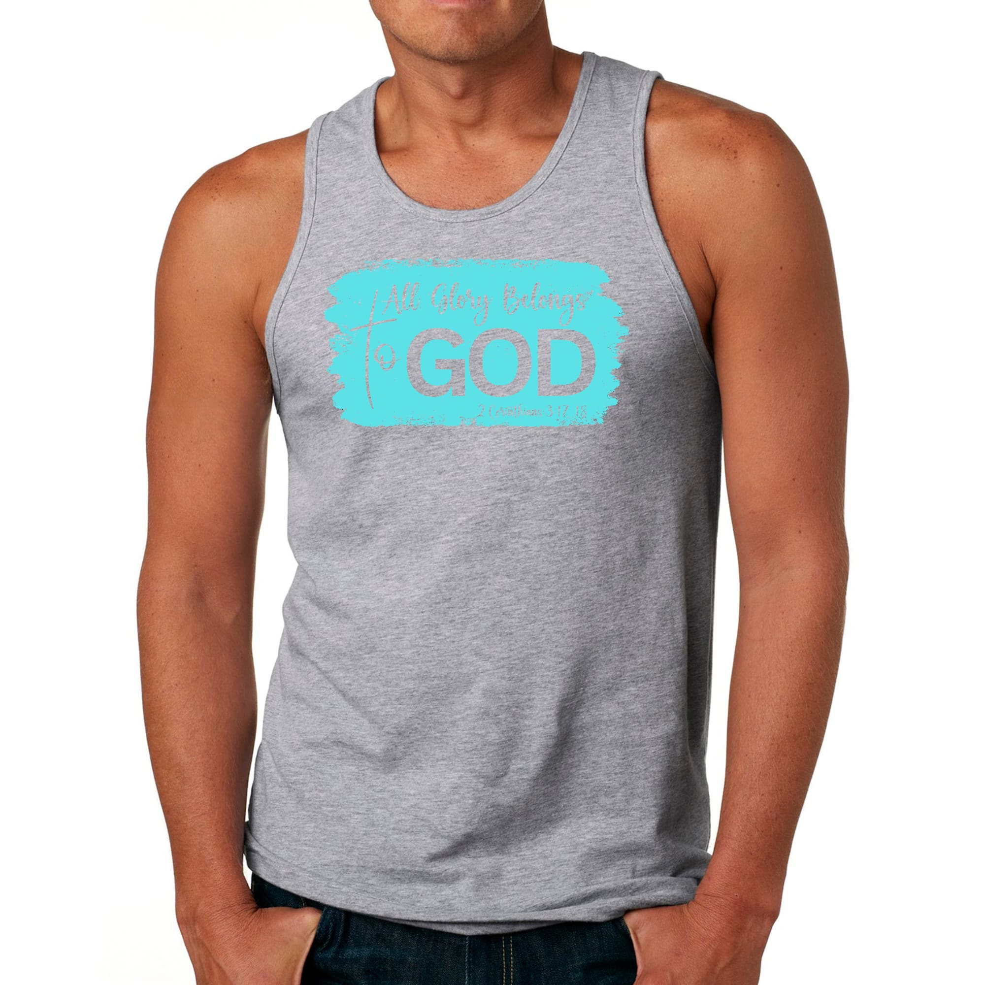 Mens Fitness Tank Top Graphic T-shirt All Glory Belongs to God