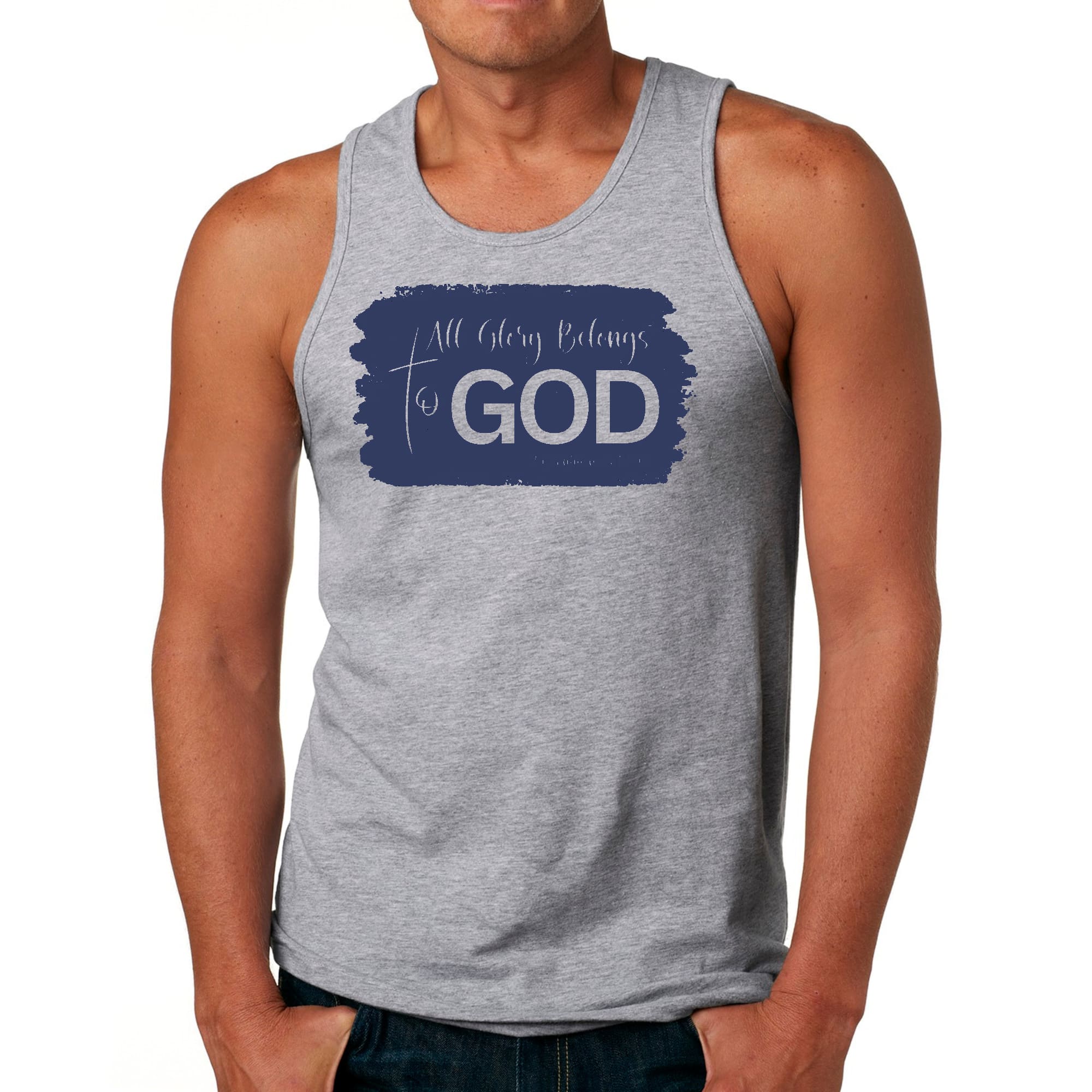 Mens Fitness Tank Top Graphic T-shirt All Glory Belongs to God