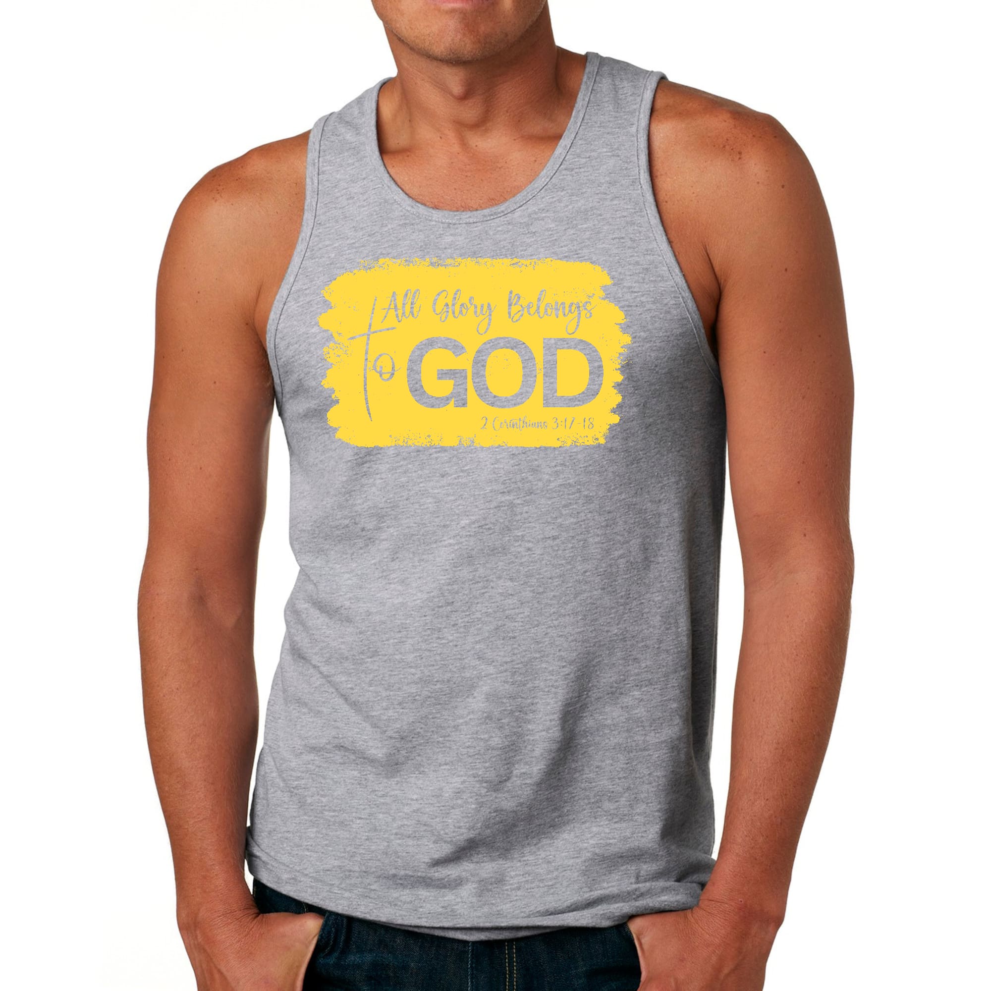 Mens Fitness Tank Top Graphic T-shirt All Glory Belongs to God
