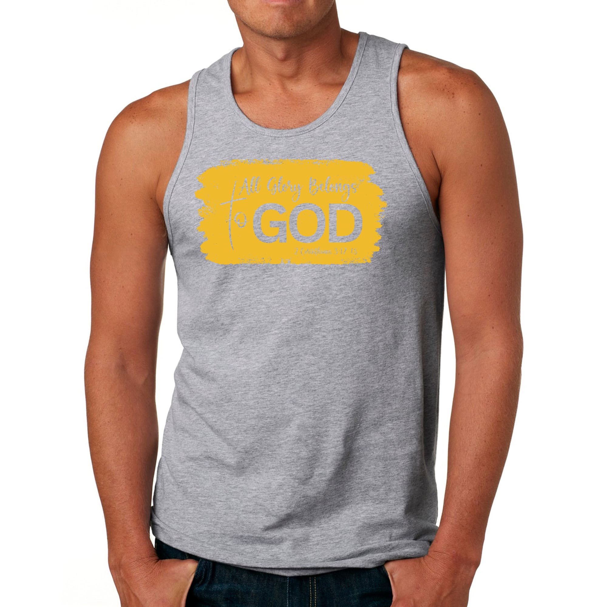 Mens Fitness Tank Top Graphic T-shirt All Glory Belongs to God