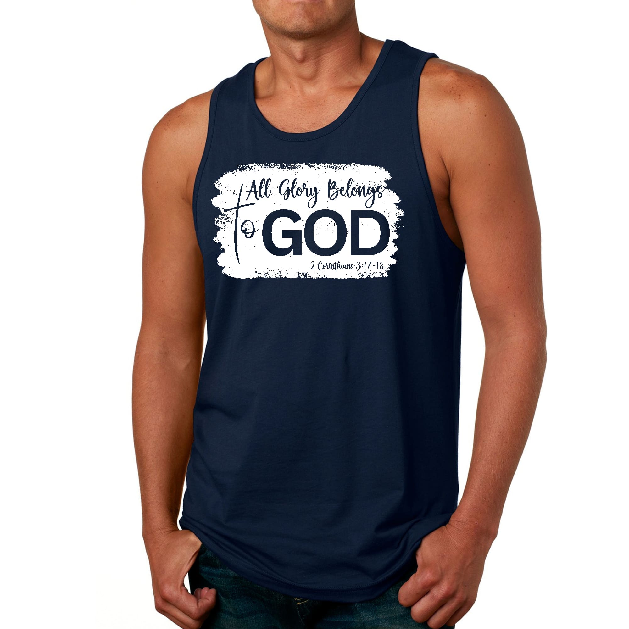Mens Fitness Tank Top Graphic T-shirt All Glory Belongs to God