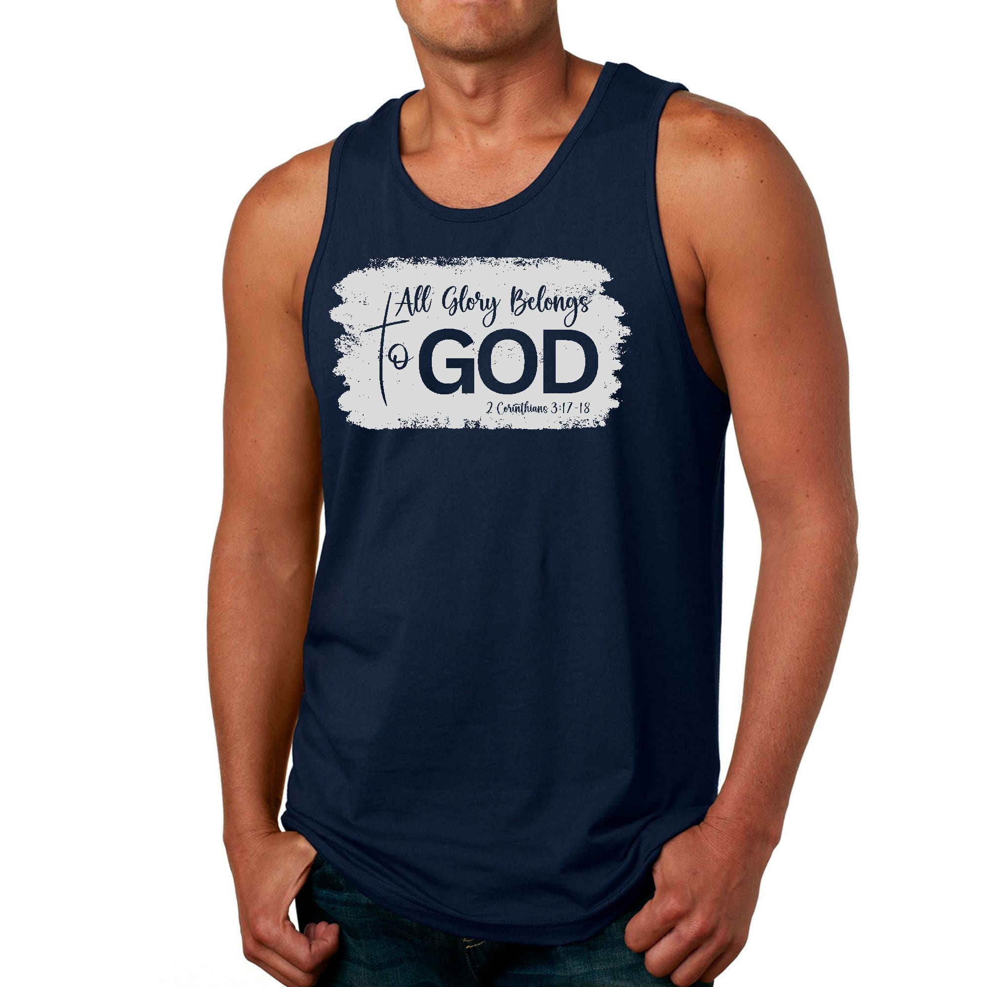 Mens Fitness Tank Top Graphic T-shirt All Glory Belongs to God