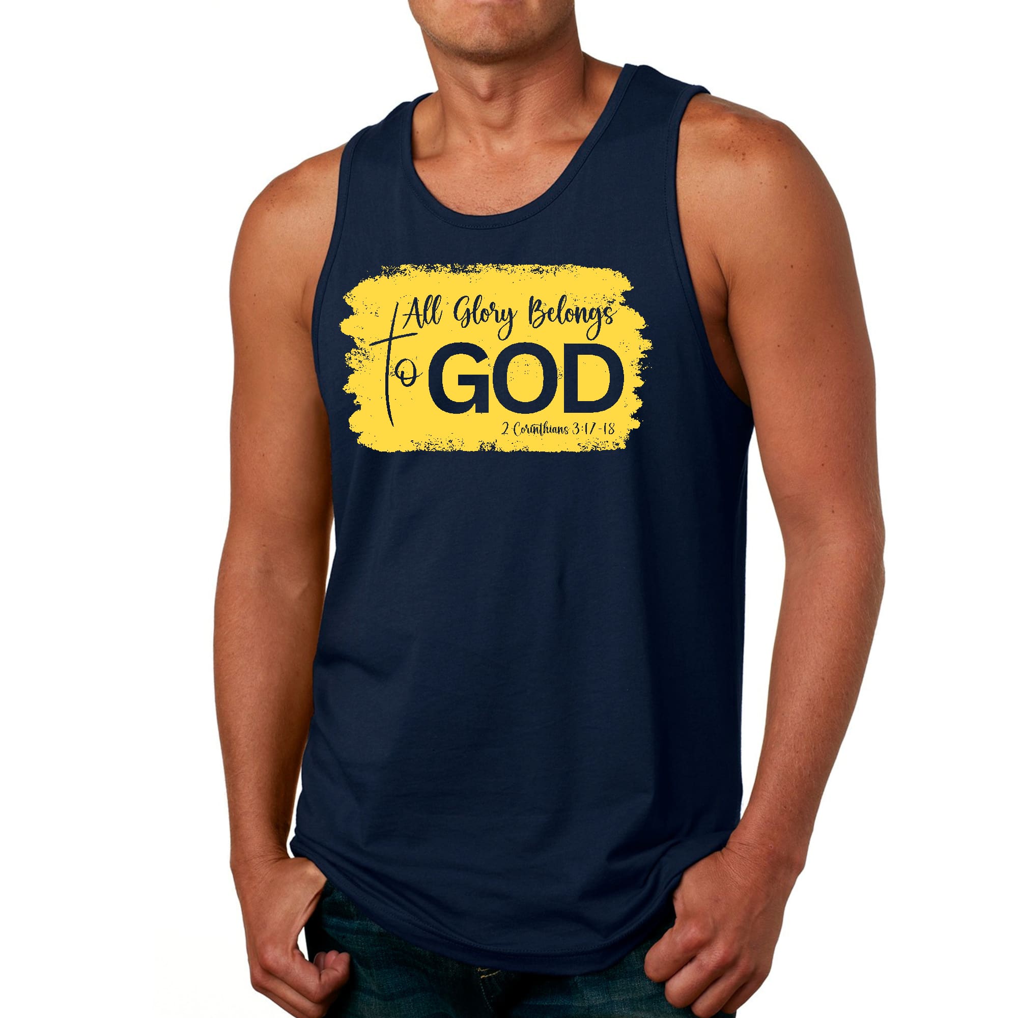 Mens Fitness Tank Top Graphic T-shirt All Glory Belongs to God