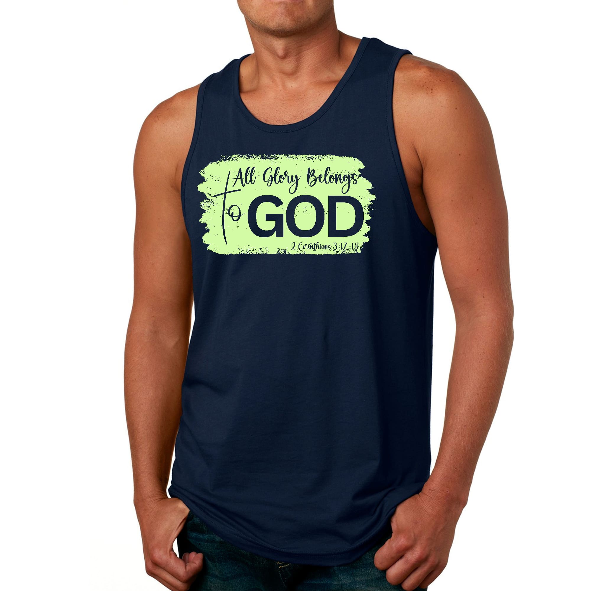 Mens Fitness Tank Top Graphic T-shirt All Glory Belongs to God