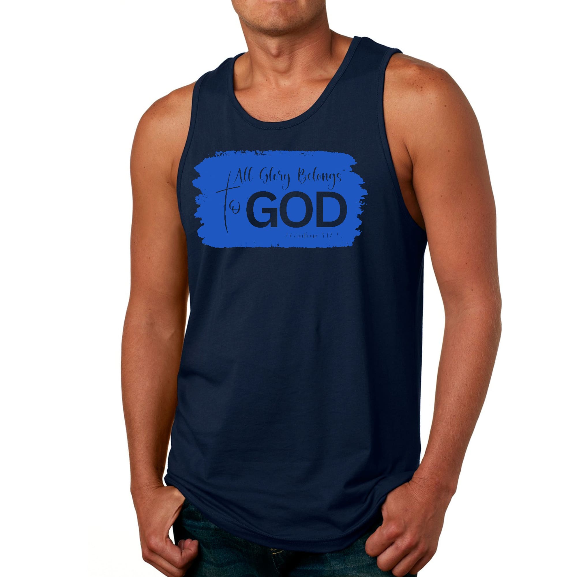 Mens Fitness Tank Top Graphic T-shirt All Glory Belongs to God