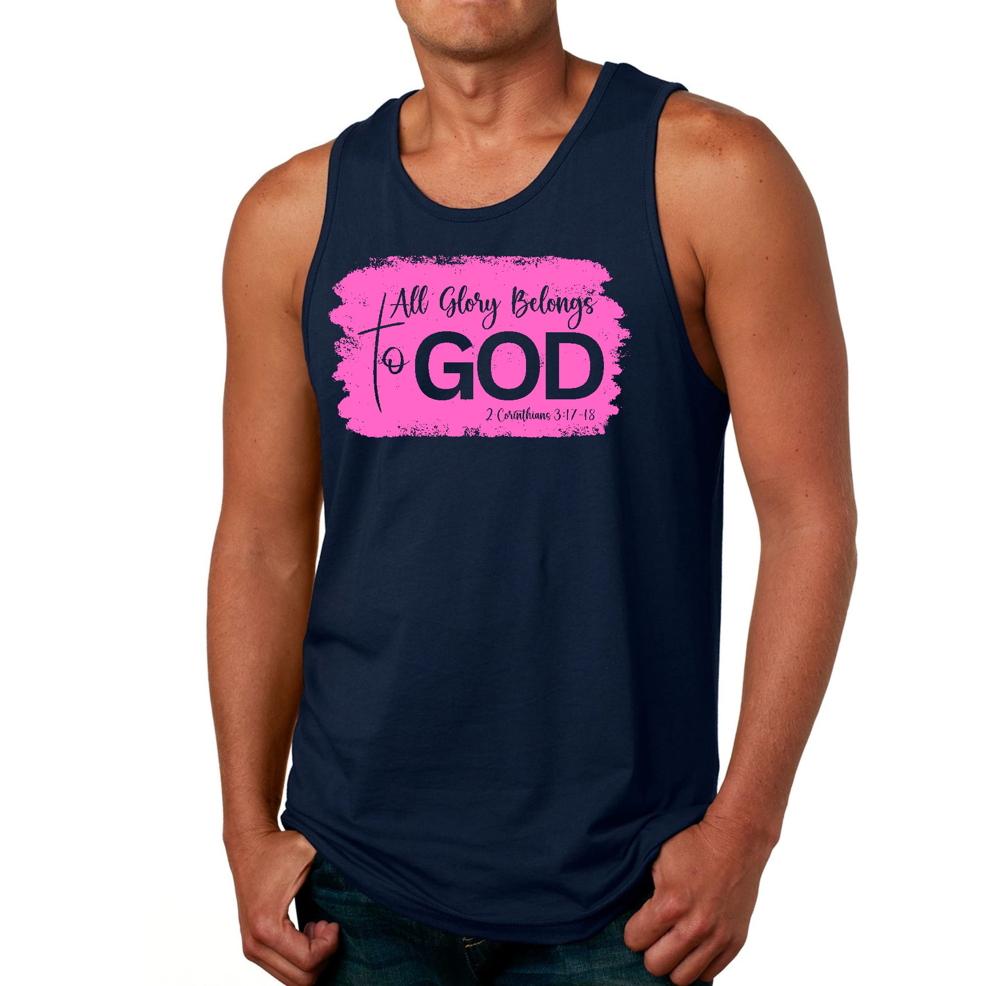 Mens Fitness Tank Top Graphic T-shirt All Glory Belongs to God