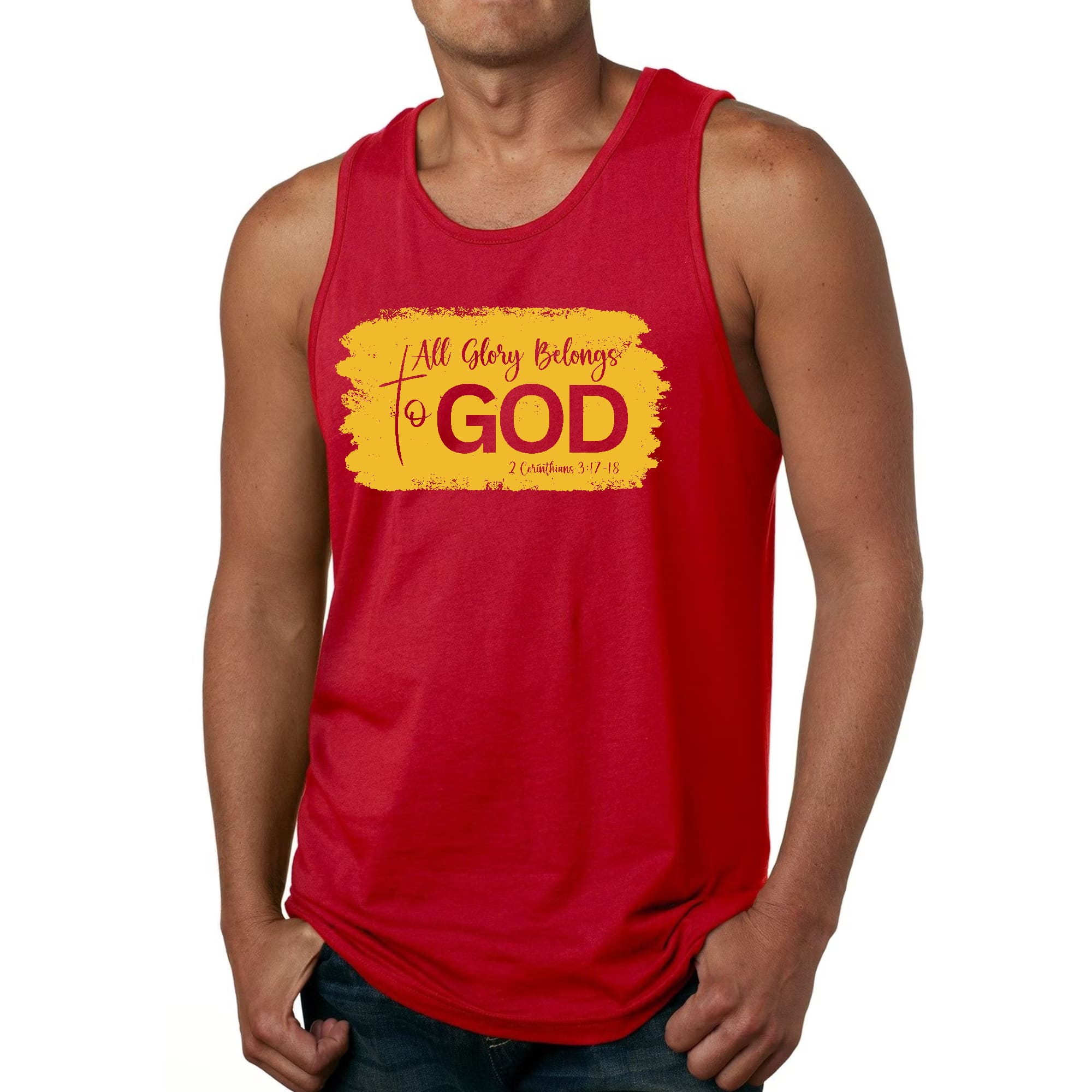 Mens Fitness Tank Top Graphic T-shirt All Glory Belongs to God