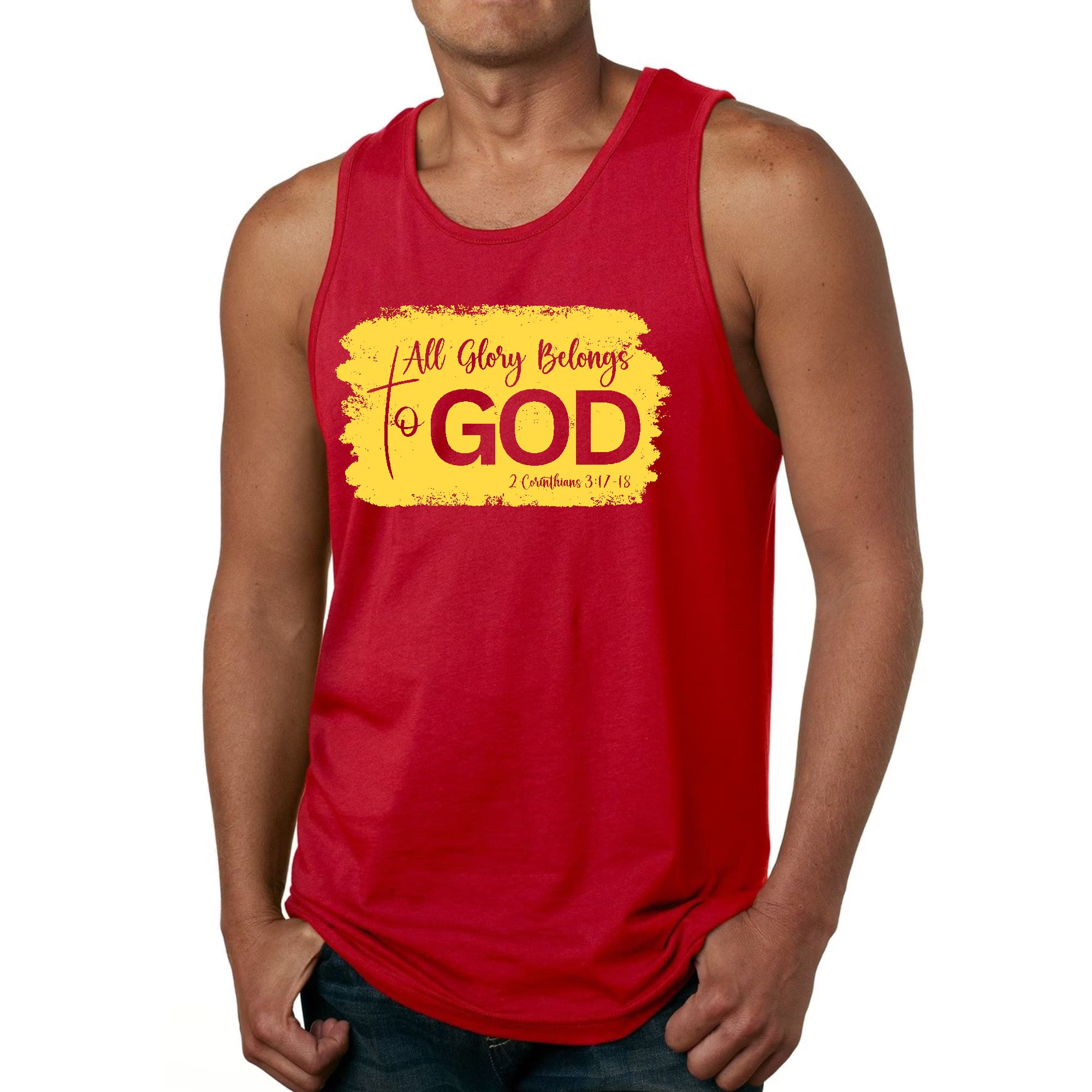 Mens Fitness Tank Top Graphic T-shirt All Glory Belongs to God