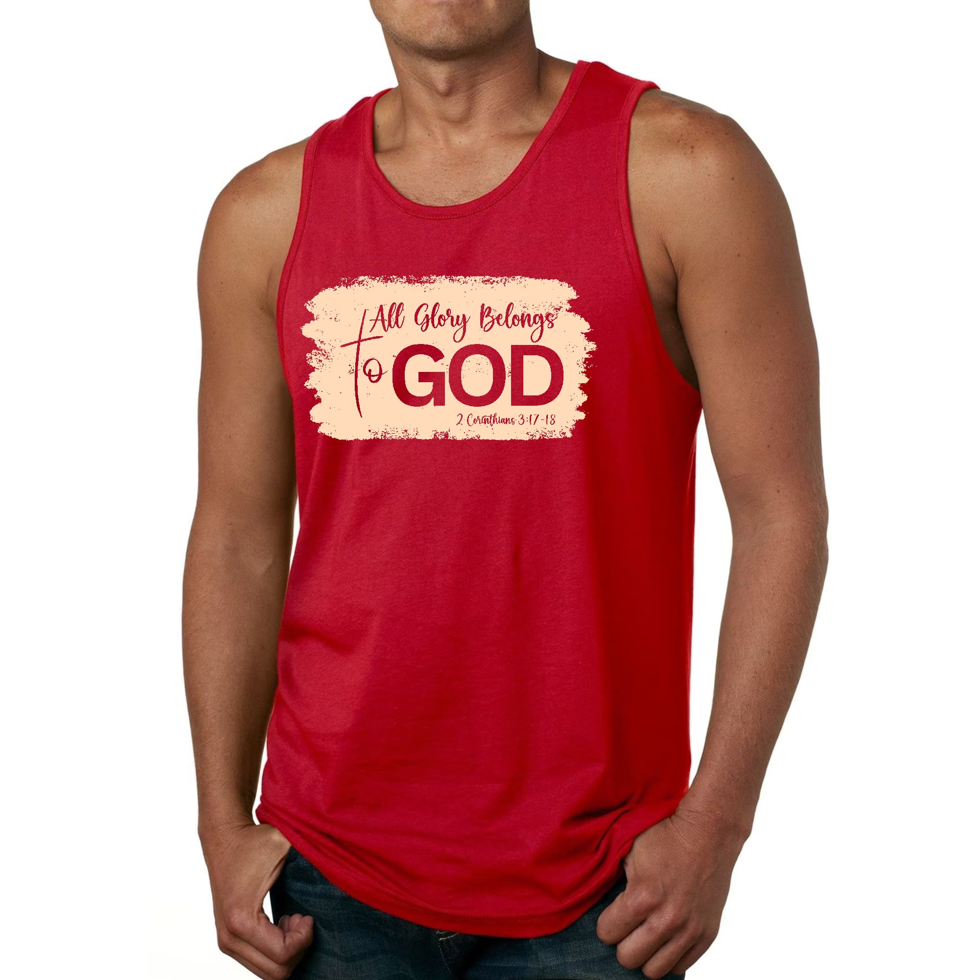Mens Fitness Tank Top Graphic T-shirt All Glory Belongs to God
