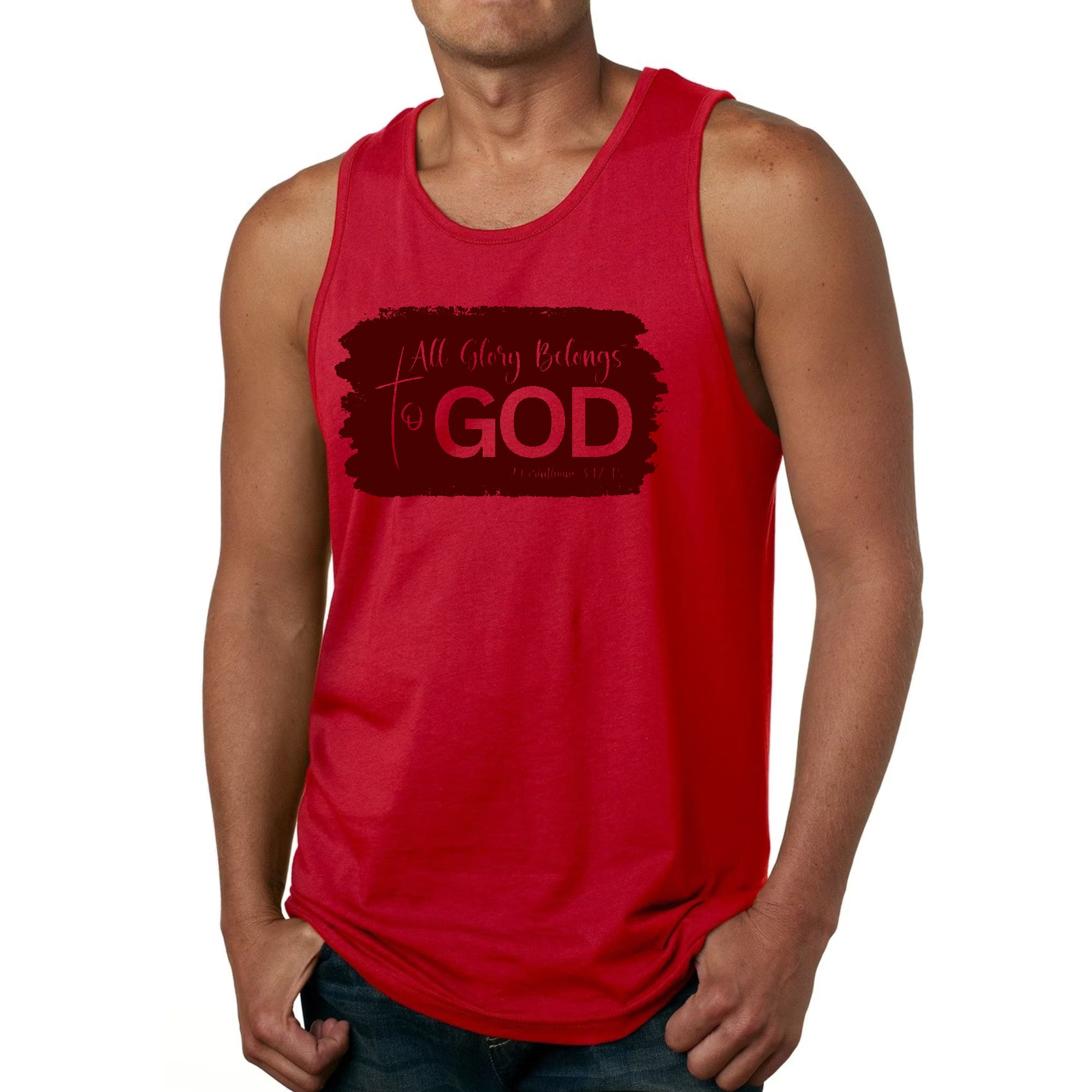 Mens Fitness Tank Top Graphic T-shirt All Glory Belongs to God
